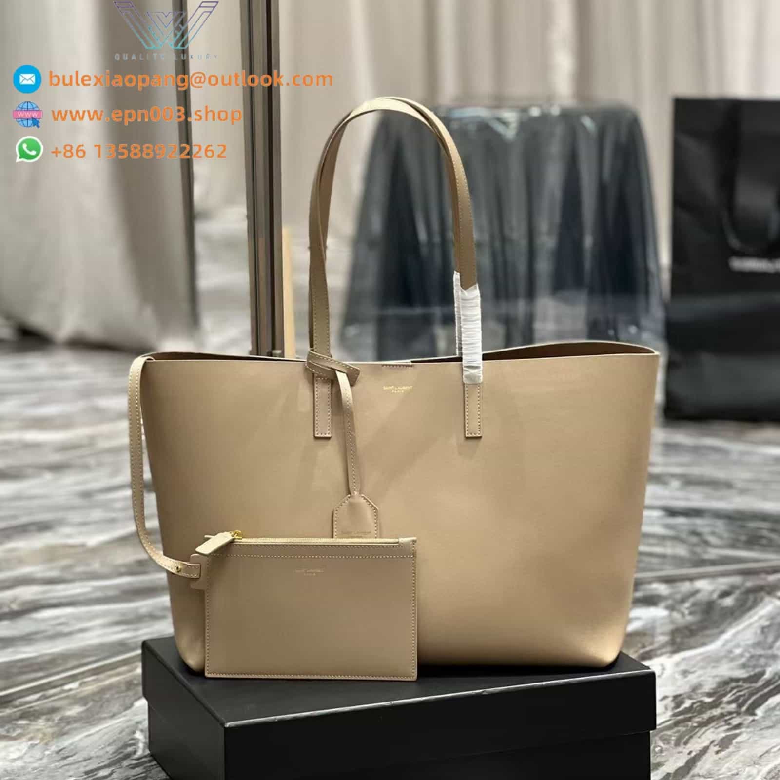 SHOPPING SAINT LAURENT IN LEATHER DARK BEIGE - 600281CSV0J2721
