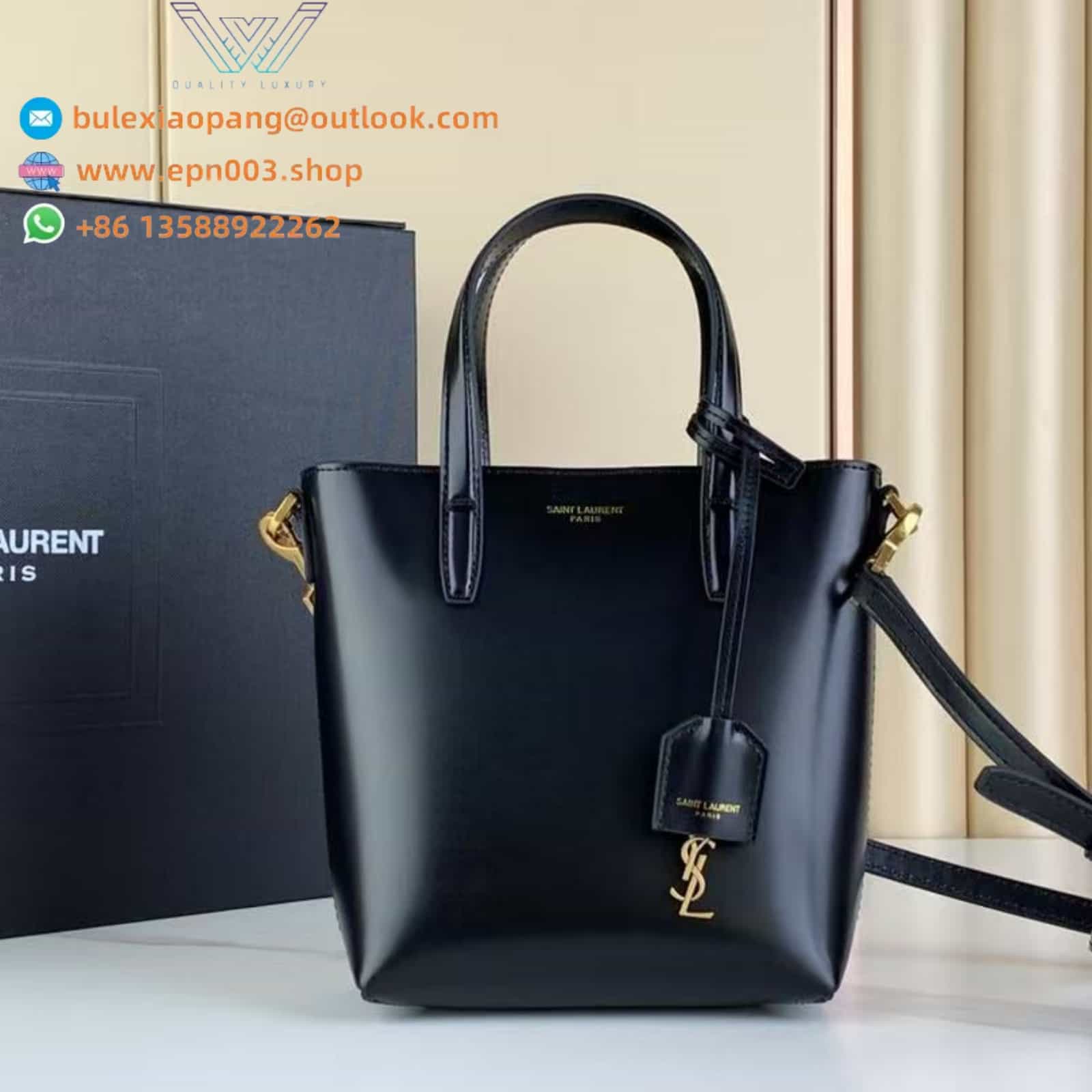 MINI TOY SHOPPING SAINT LAURENT IN BOX LEATHER BLACK - 773995AADDI1000