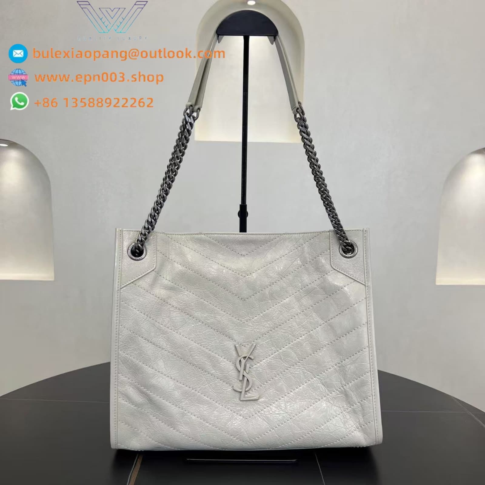 NIKI SHOPPING IN VINTAGE LEATHER WHITE - 5779990EN049207
