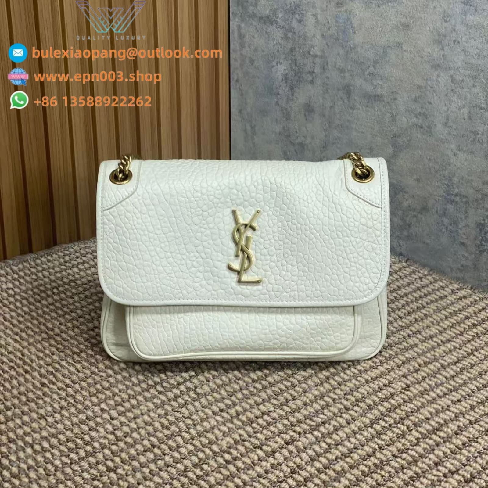 NIKI MINI/MEDIUM IN GRAINED LAMBSKIN WHITE - 633178AACYT9207