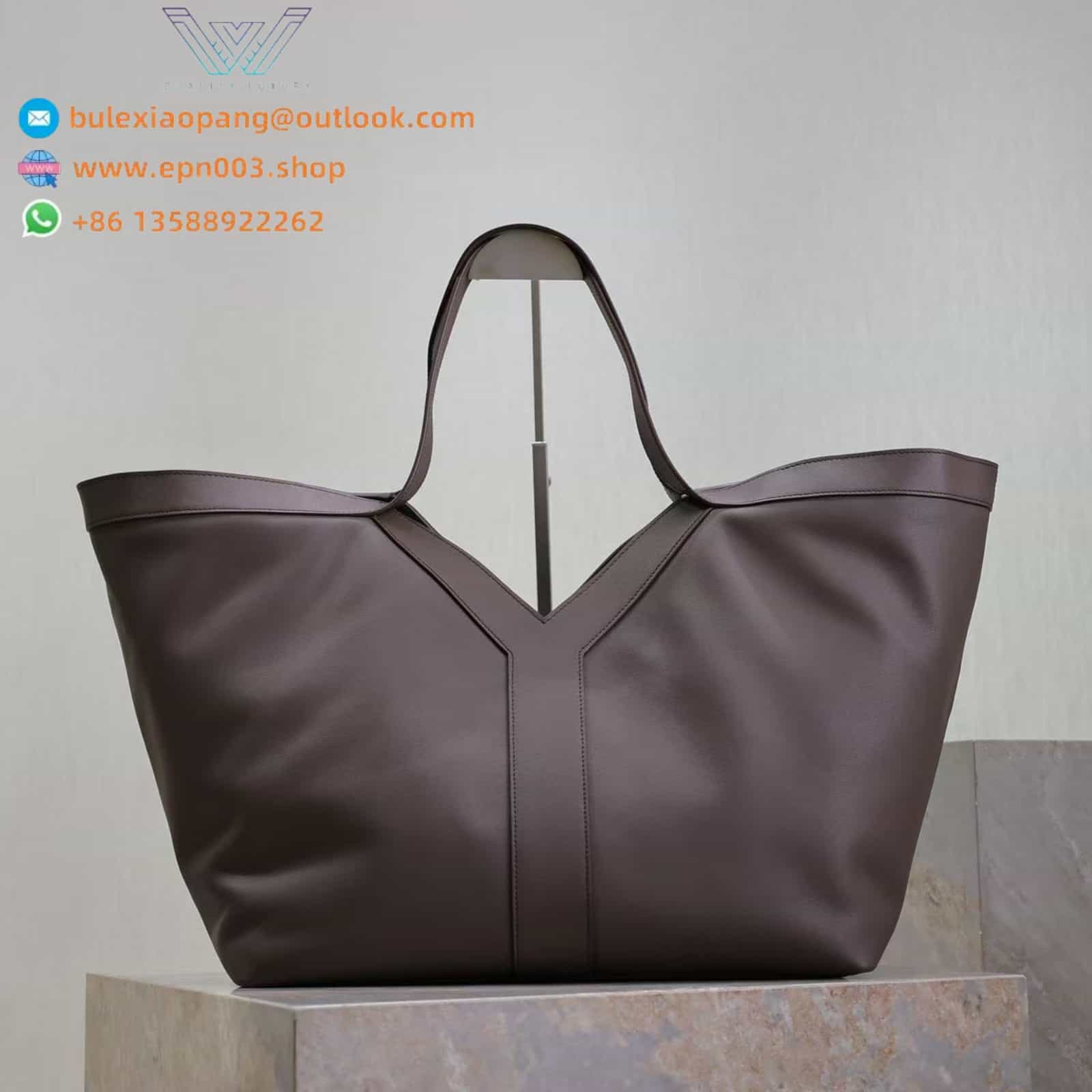 Y TOTE IN LEATHER PURPLE - 817602AAEZ36996