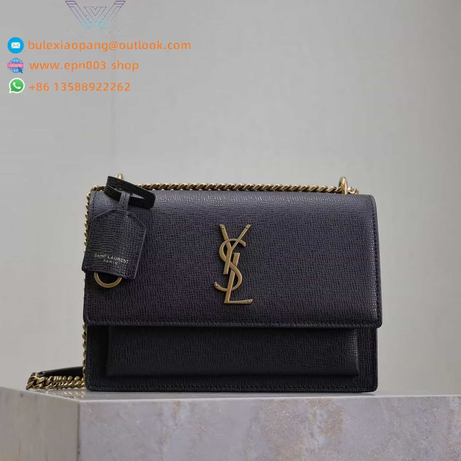 SUNSET MEDIUM IN SMOOTH LEATHER BLACK - 442906D420W1000