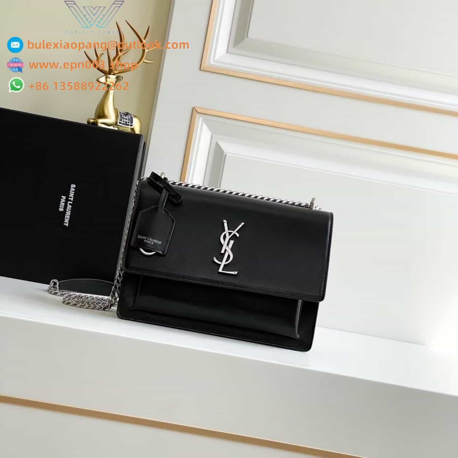 SUNSET MEDIUM IN SMOOTH LEATHER BLACK - 442906D420N1000