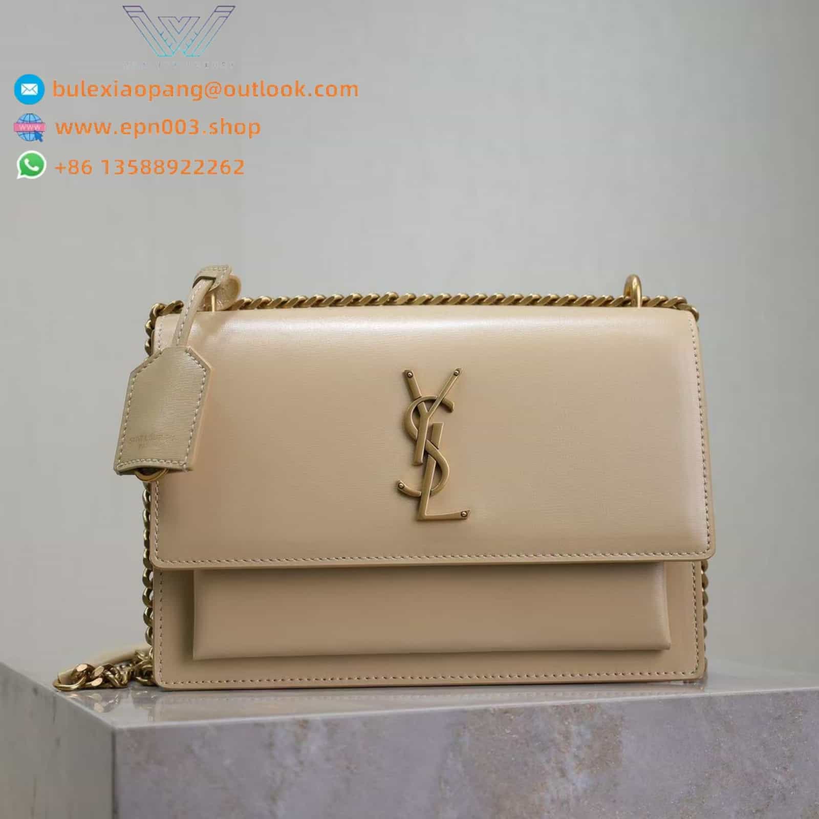 SUNSET MEDIUM IN SMOOTH LEATHER DARK BEIGE - 442906D420W2721