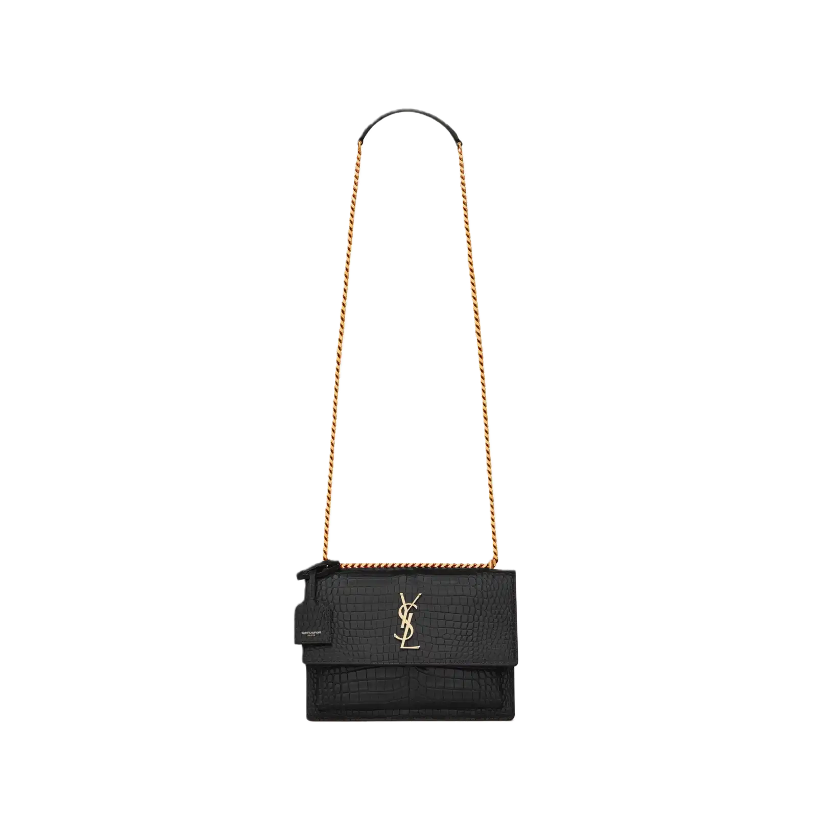 SUNSET MEDIUM IN CROCODILE-EMBOSSED LEATHER BLACK - 442906DND0J1000