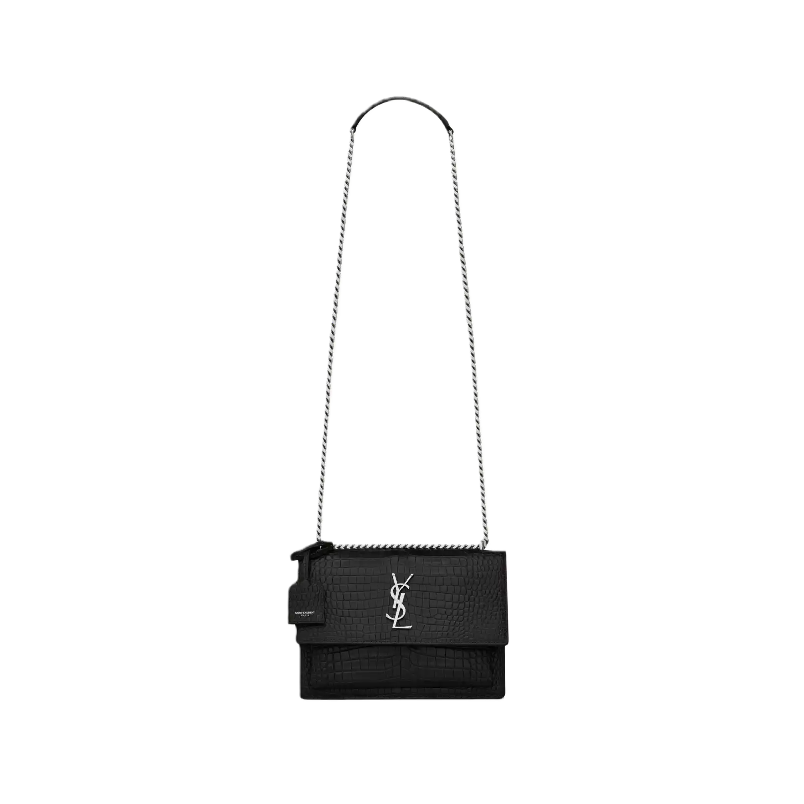 SUNSET MEDIUM IN CROCODILE-EMBOSSED LEATHER BLACK - 442906DND0N1000