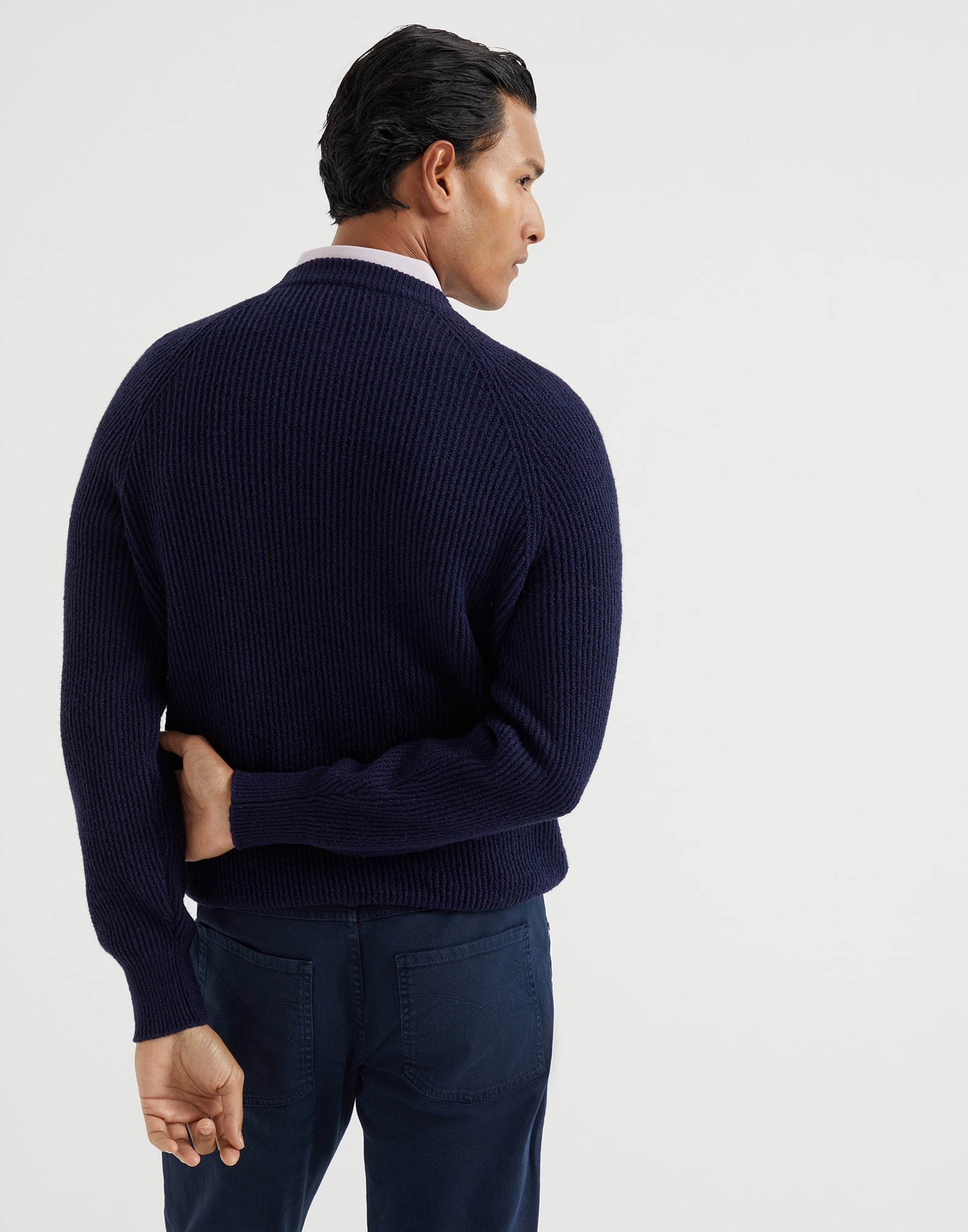 Malfilé cotton English rib sweater with raglan sleeves
