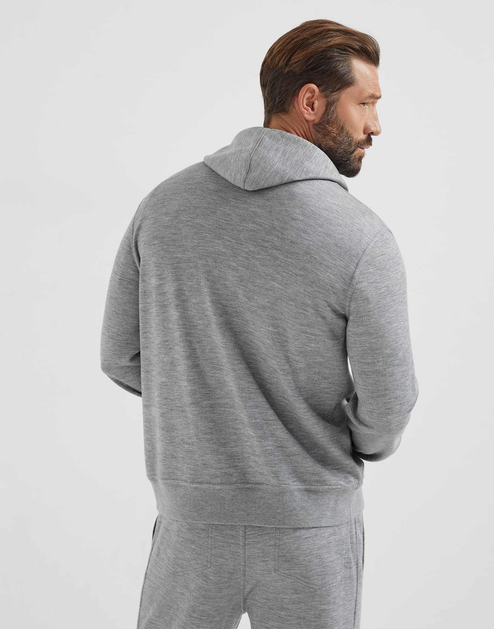 Cashmere and silk French terry hooded sweatshirt with zipper