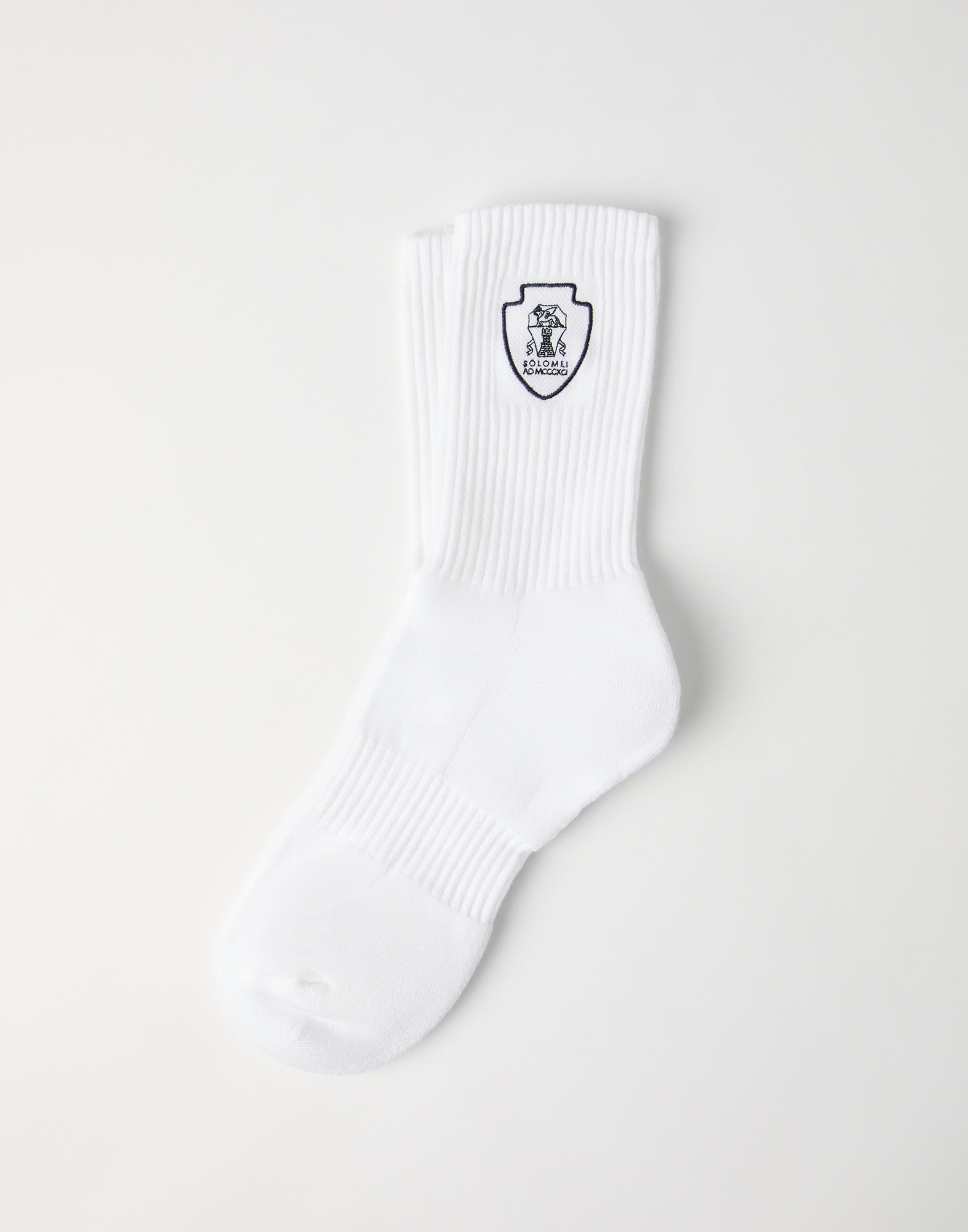 Techno cotton rib knit socks with embroidered logo