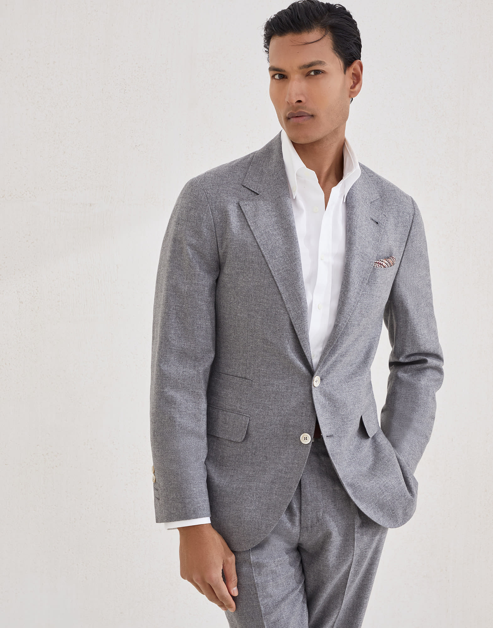 Cashmere and silk lightweight flannel deconstructed blazer