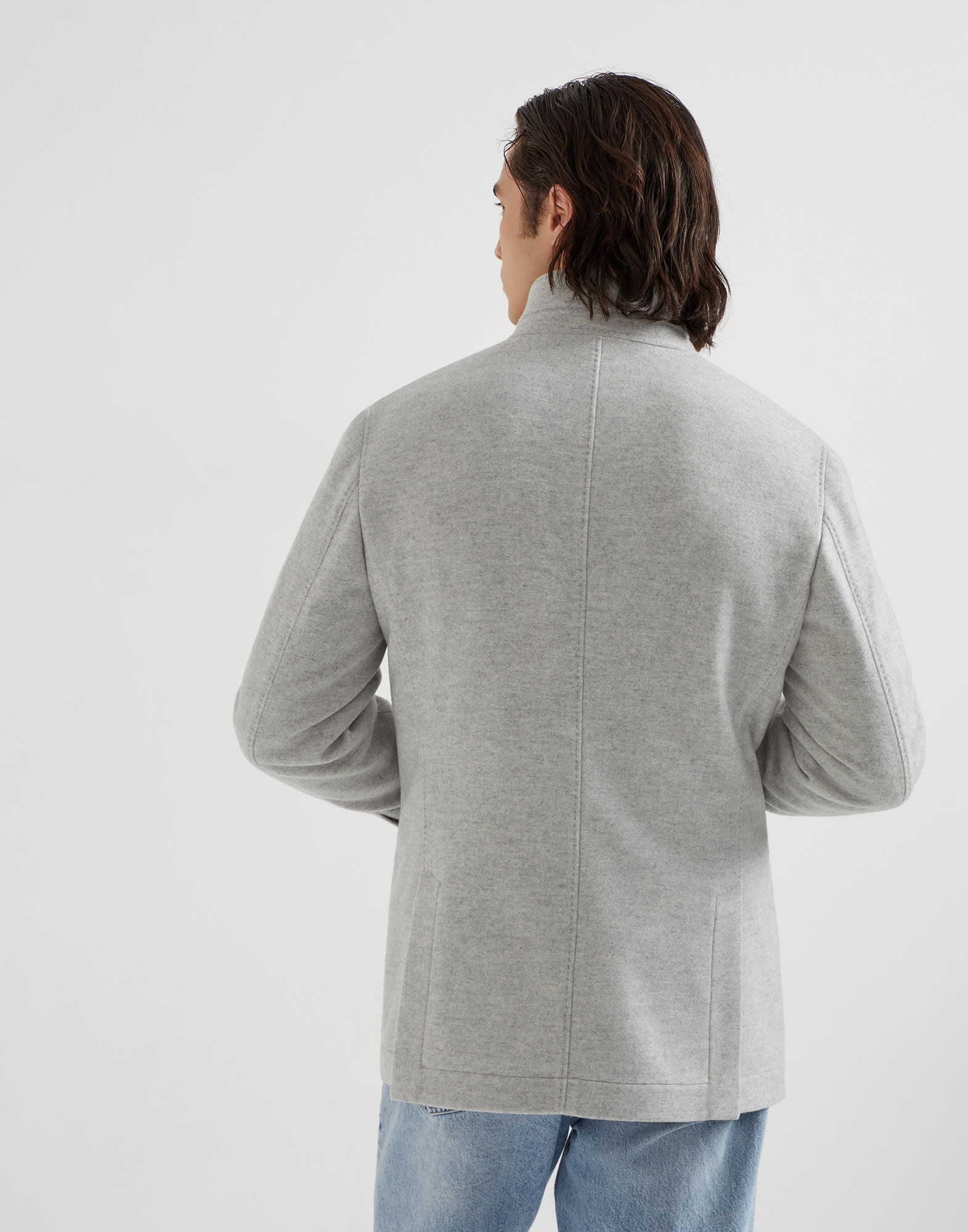 Lightweight water-resistant cashmere outerwear blazer
