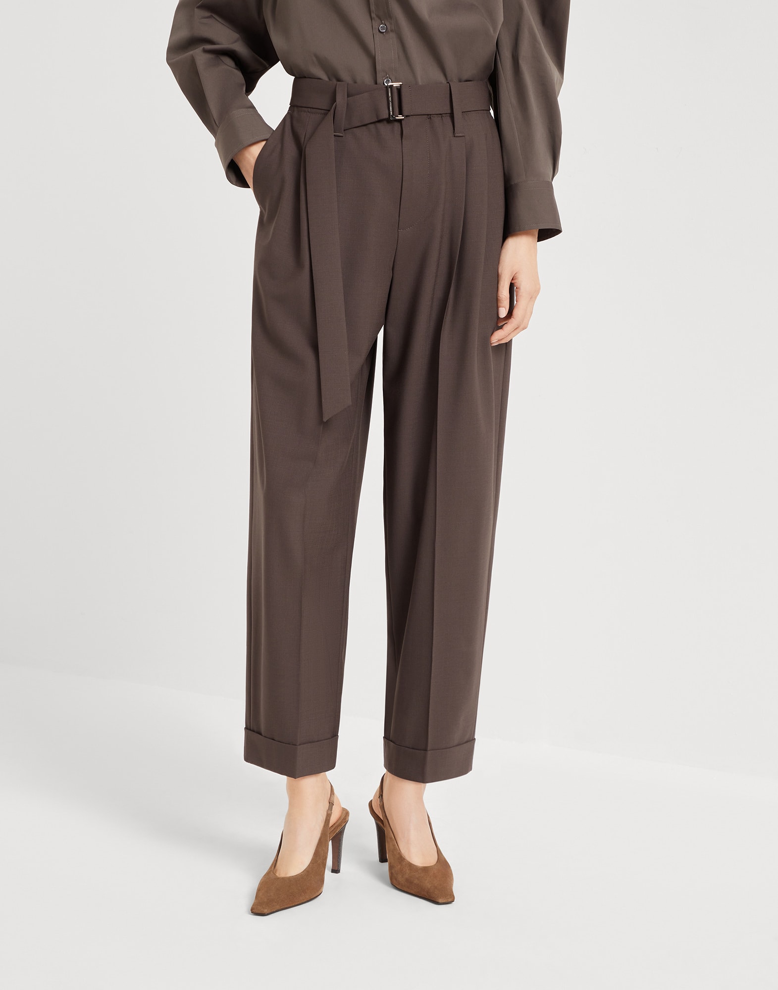 Tropical luxury wool baggy sartorial trousers