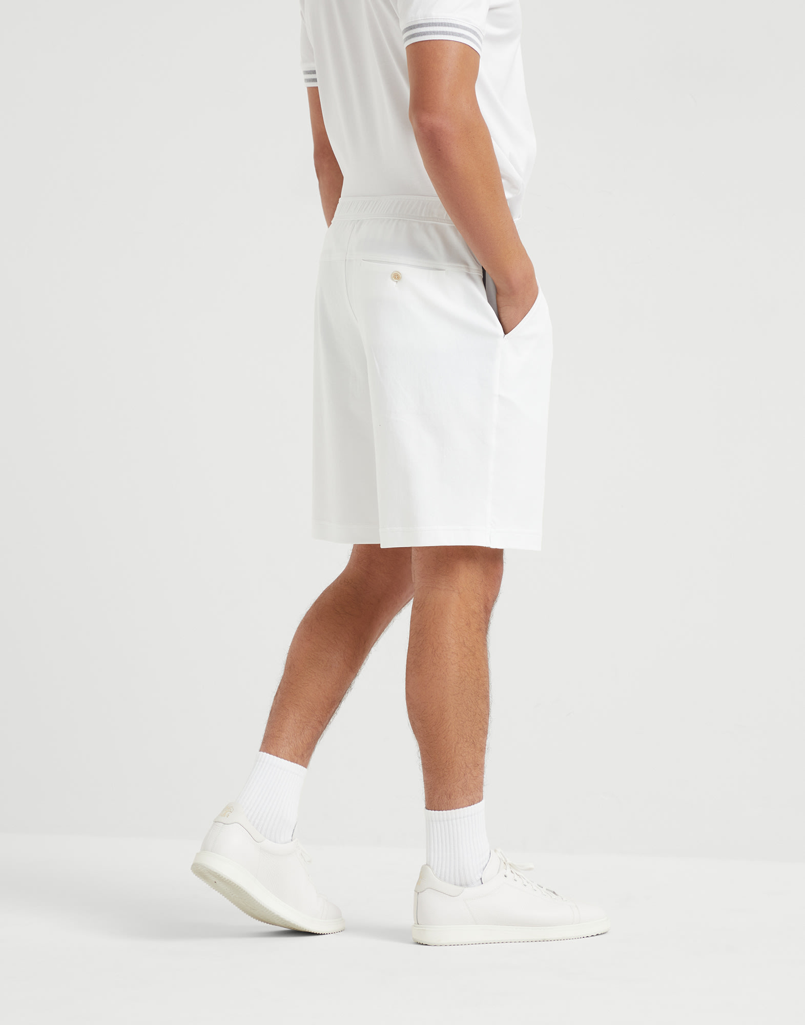 Cotton interlock shorts with logo