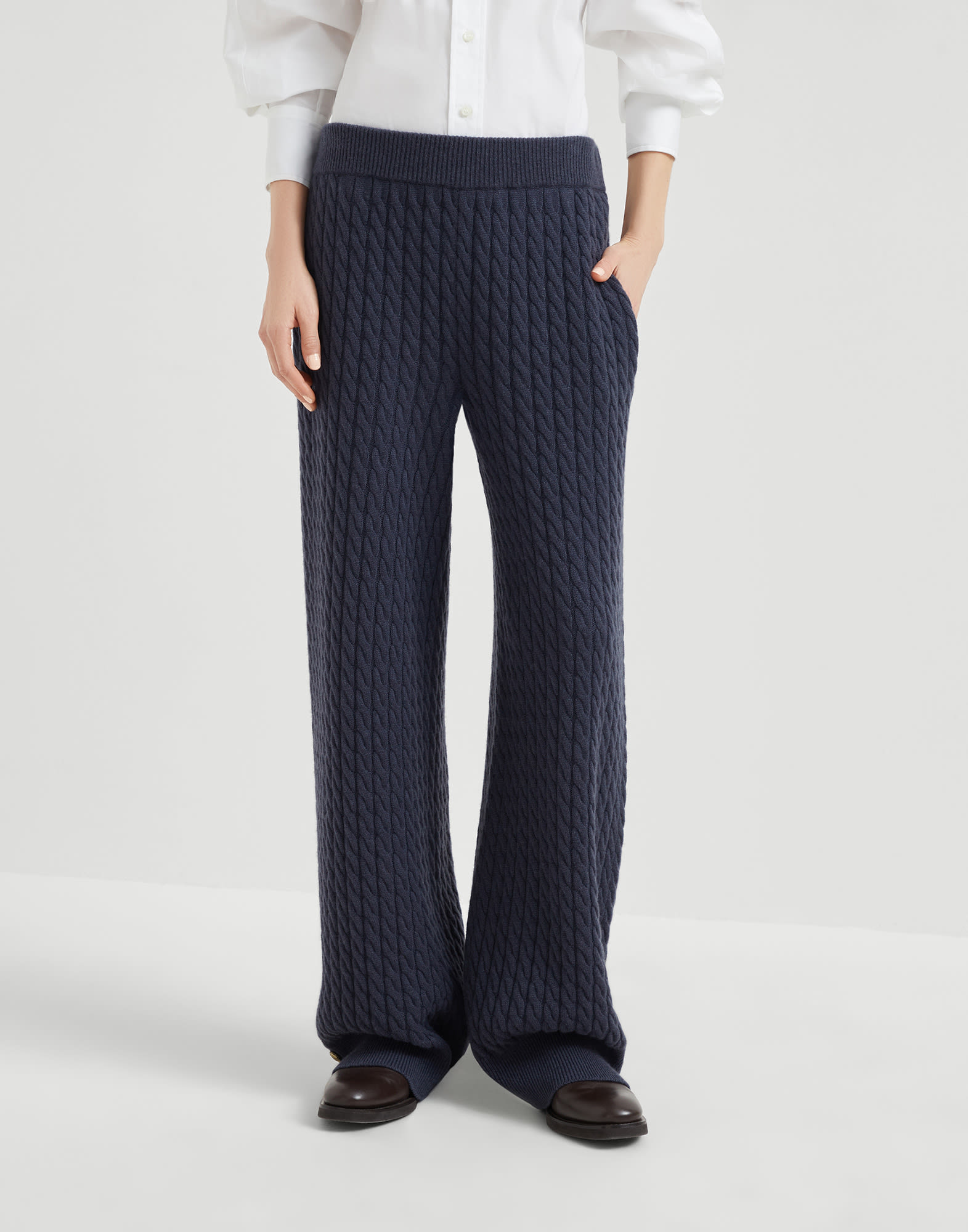 Cashmere cable knit trousers