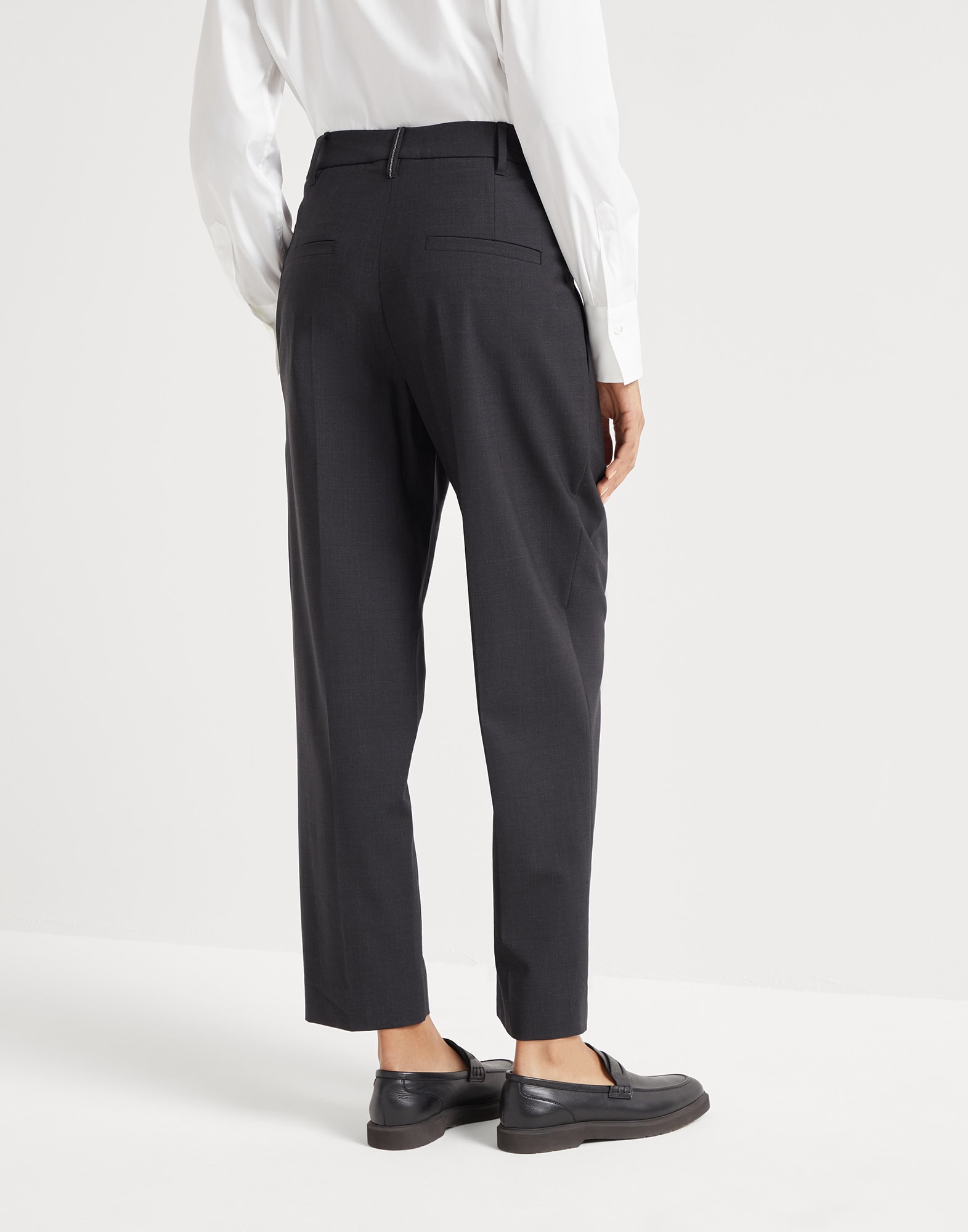 Tropical luxury wool slouchy trousers with monili