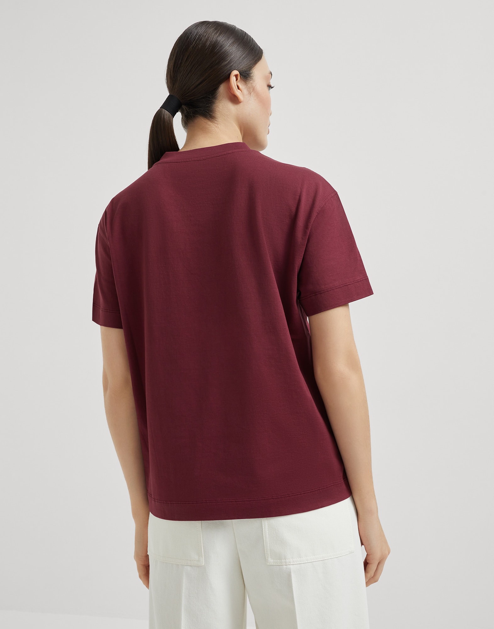 Cotton jersey T-shirt with shiny tab