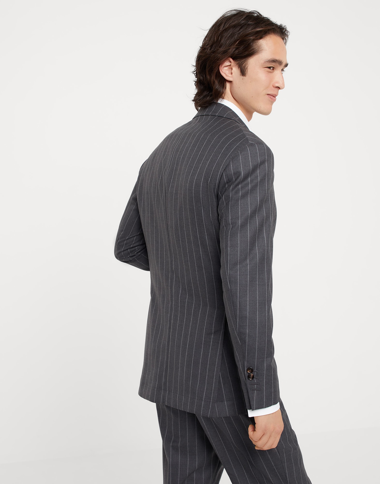 Super 150s virgin wool wide chalk stripe batavia blazer