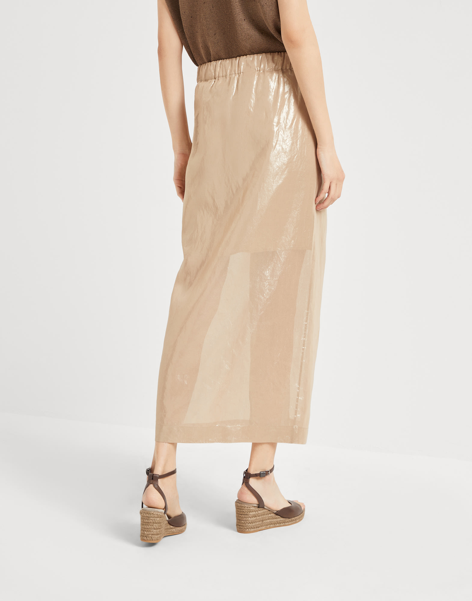 Lamé cotton gauze sarong skirt