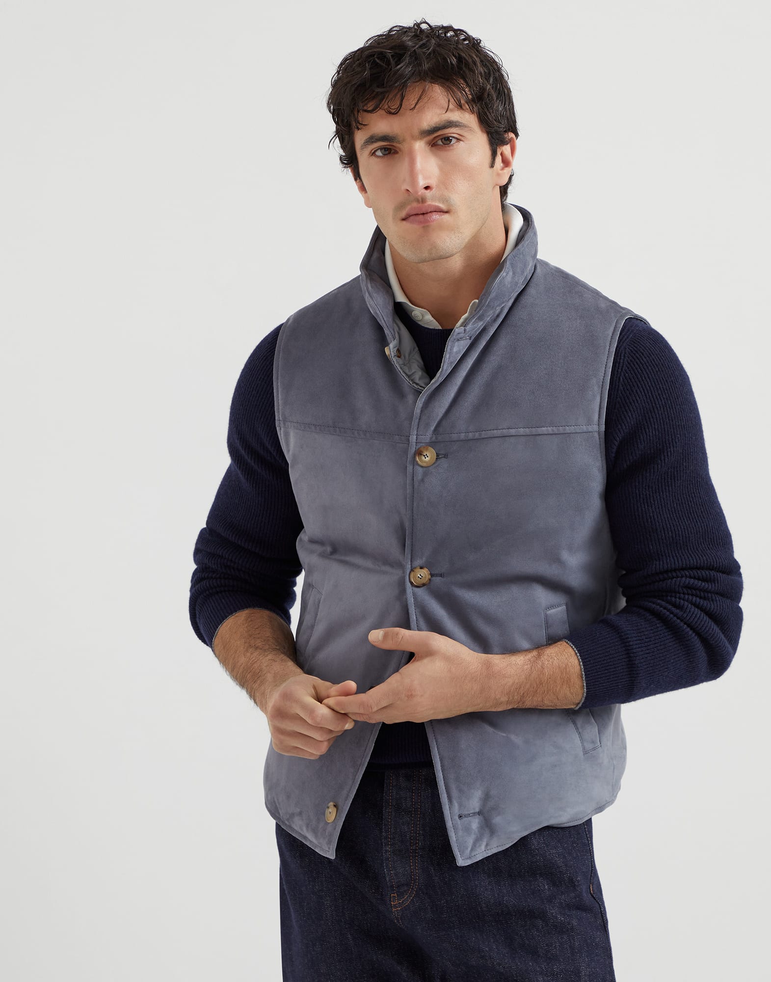 Suede down vest