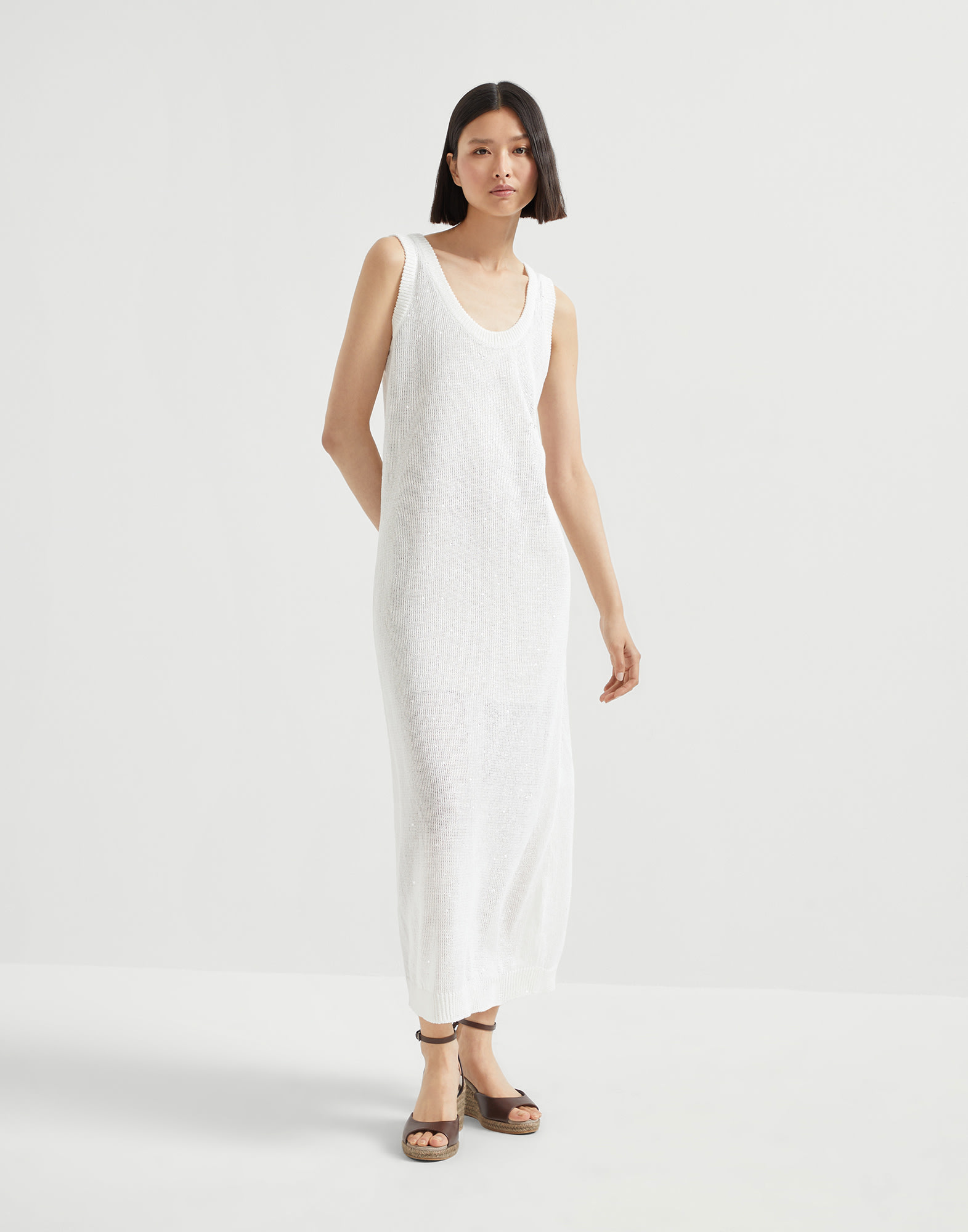 Linen and silk Diamond yarn knit dress