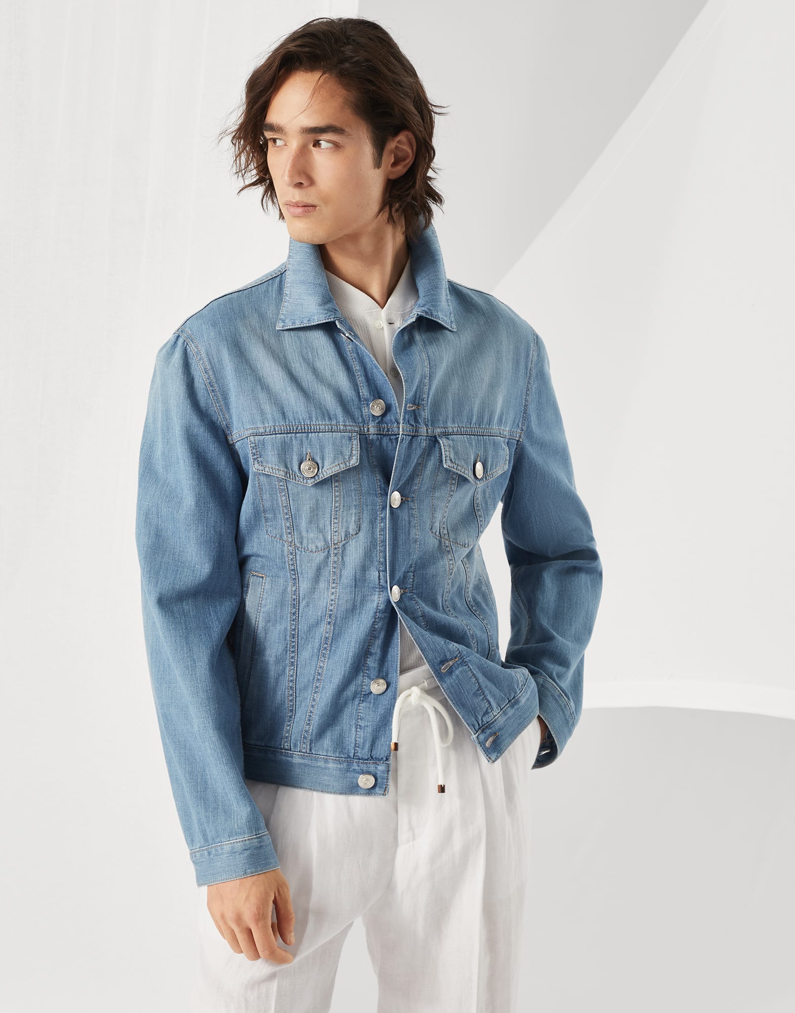 Lightweight old denim four-pocket jacket
