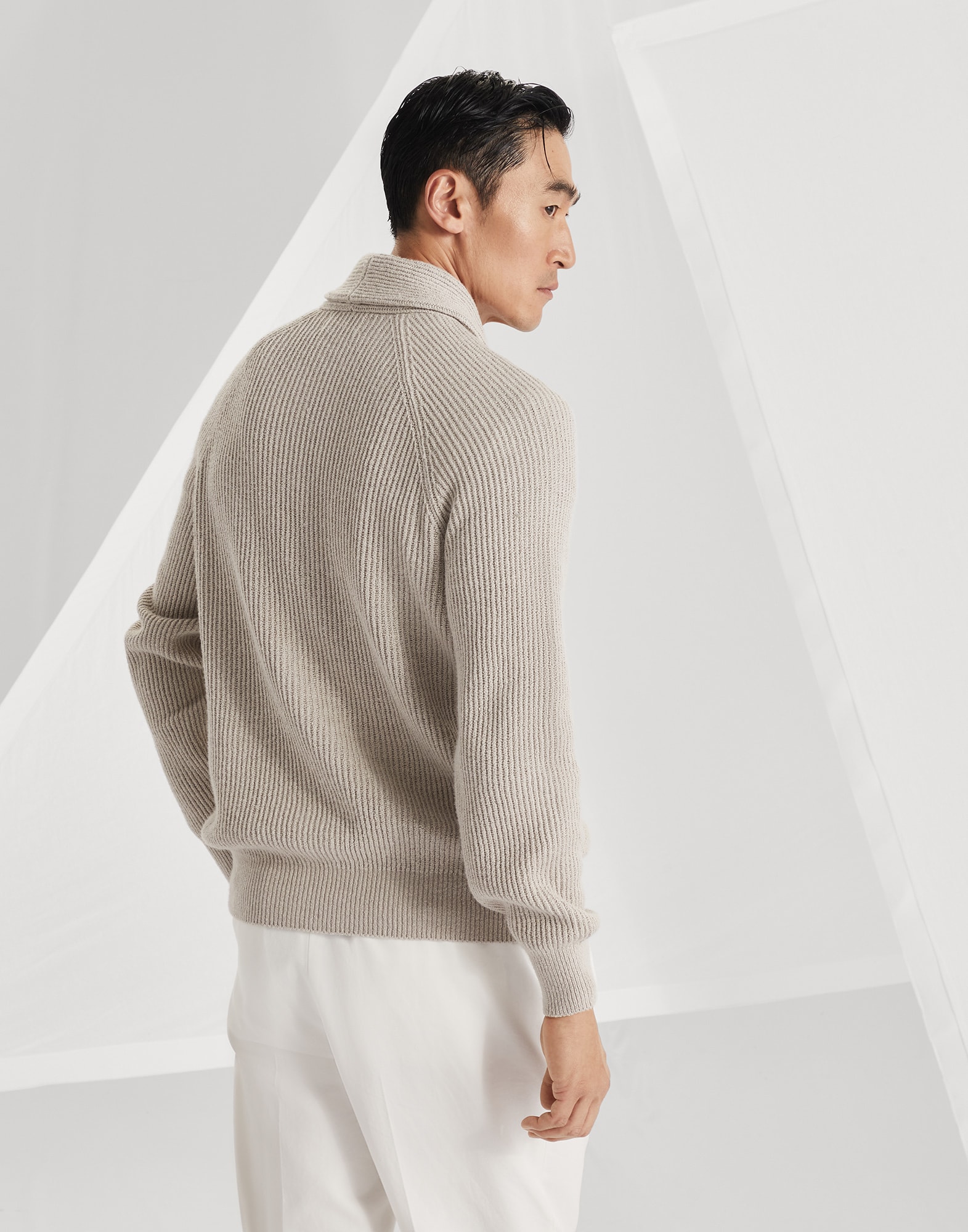Malfilé cotton English rib cardigan with raglan sleeves