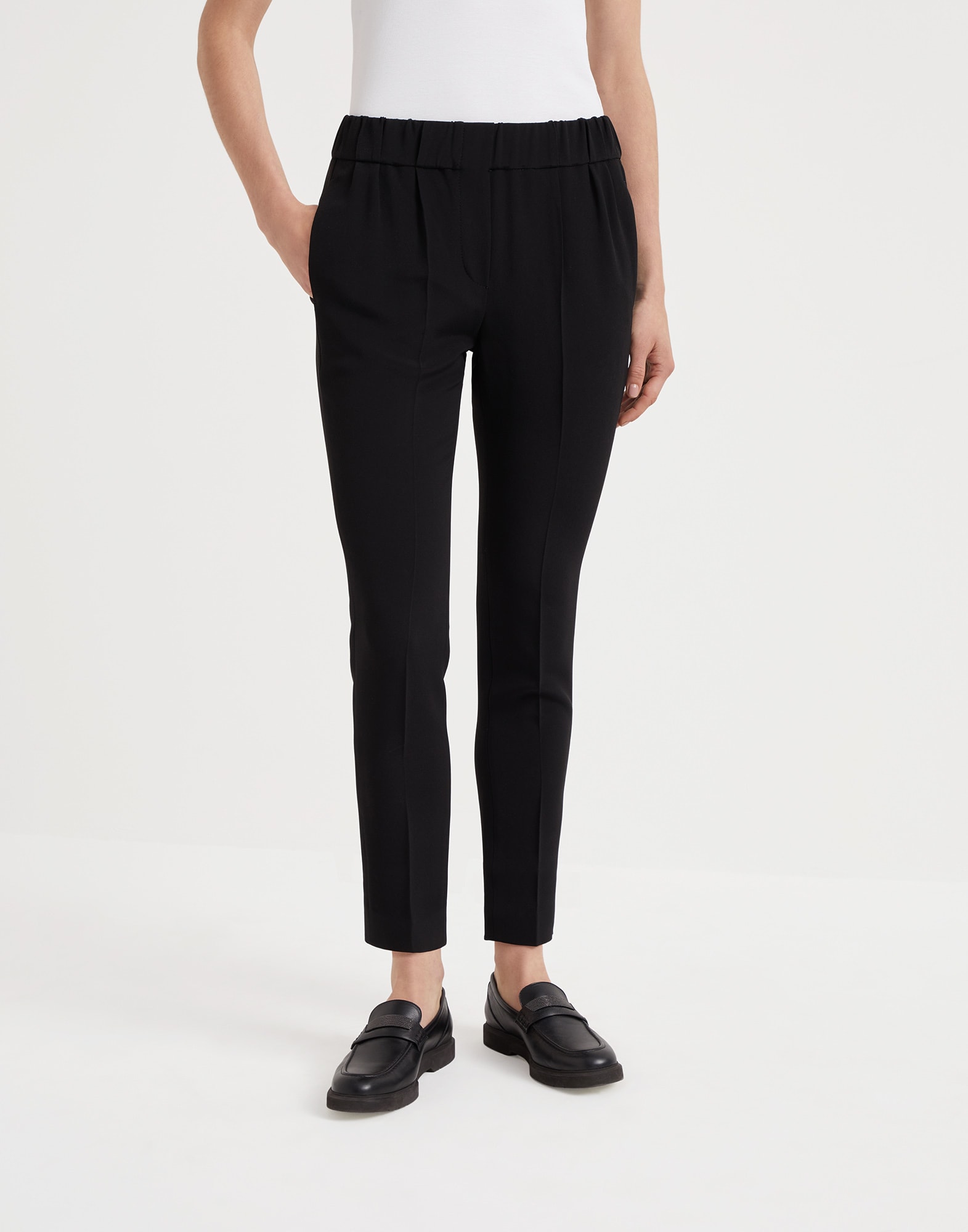 Silk and acetate crêpe cady tailored jogger trousers