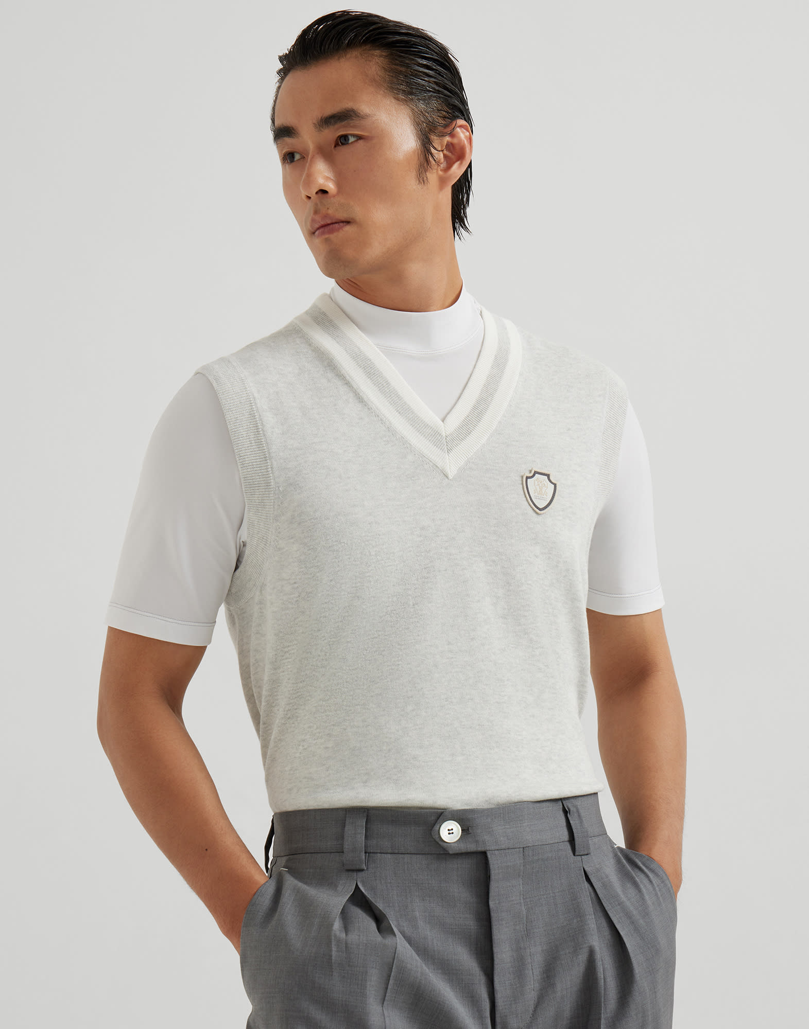Cotton knit vest with logo