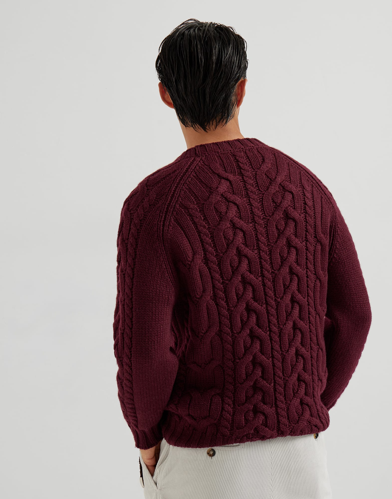 Cashmere Feather yarn cable knit sweater