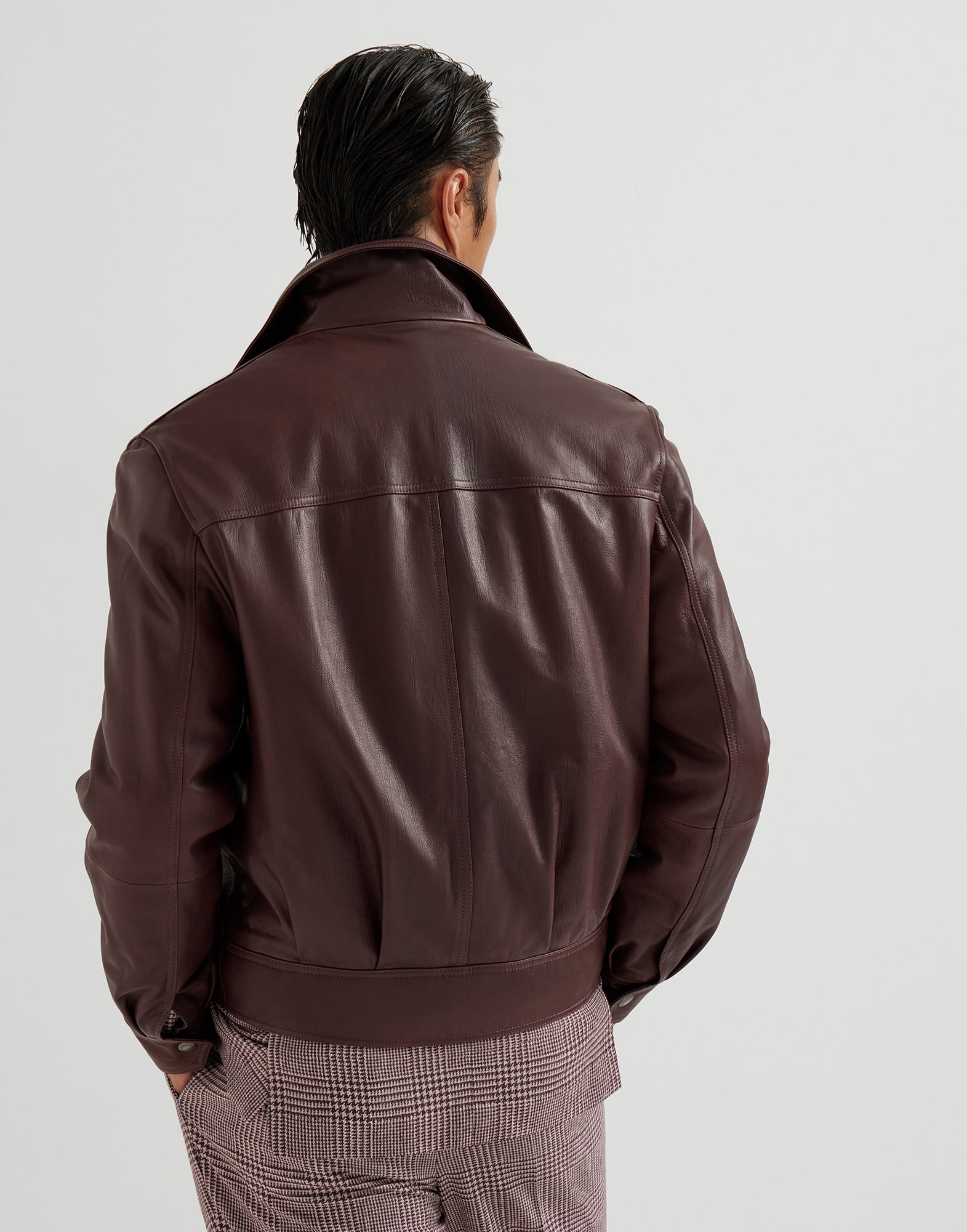 Texture nappa leather biker jacket with Thermore® padding