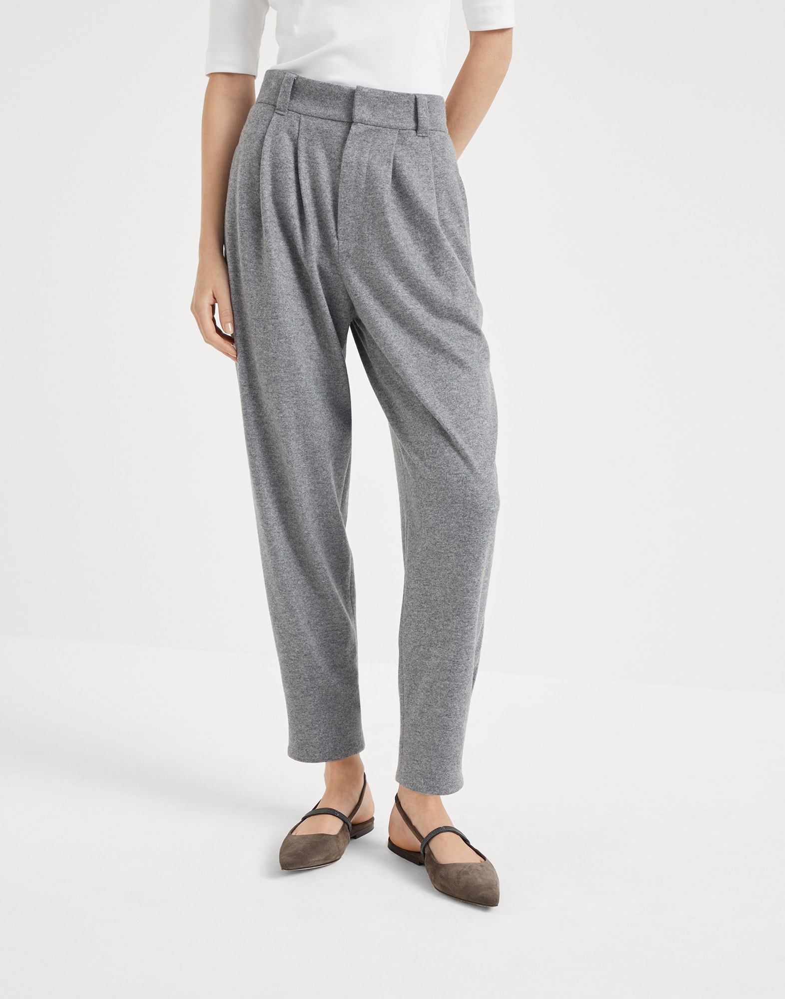 Cashmere jersey tailored trousers