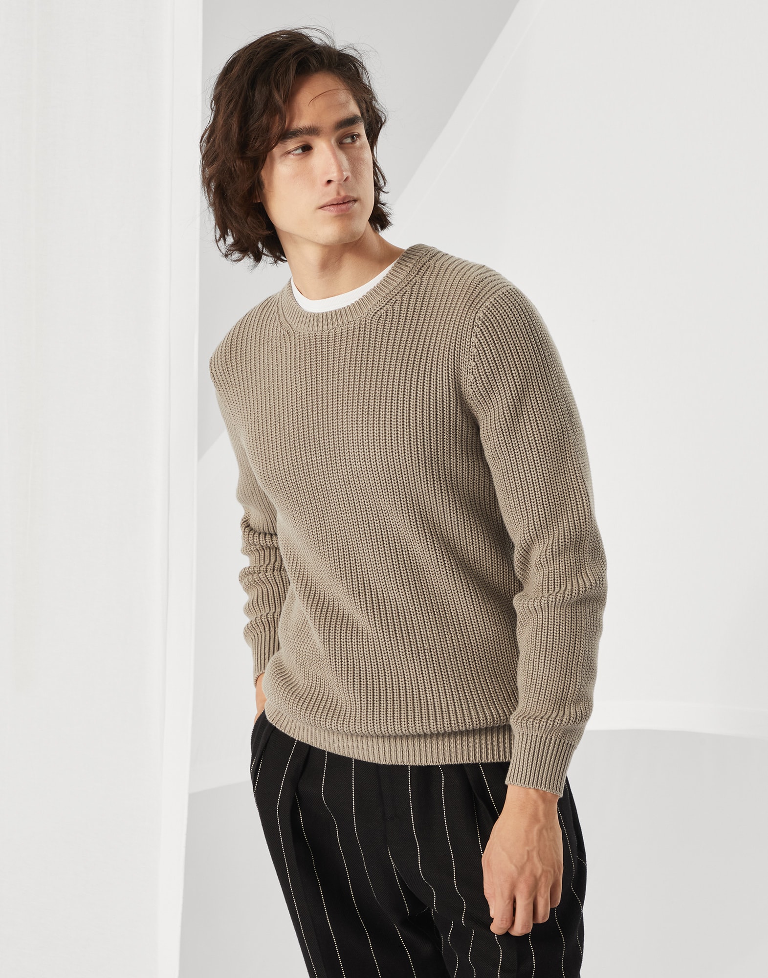 Cotton half English rib sweater