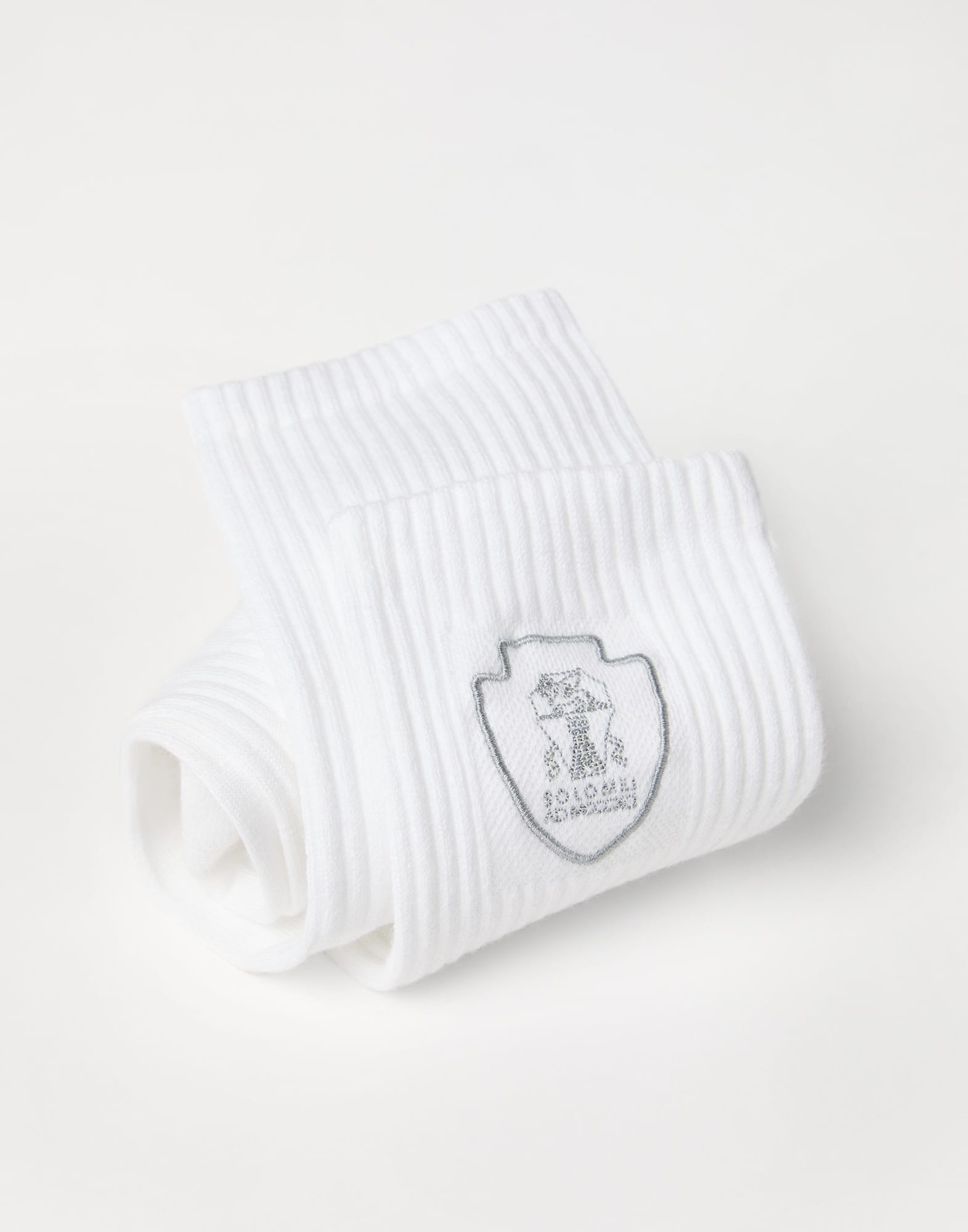 Techno cotton rib knit socks with embroidered logo