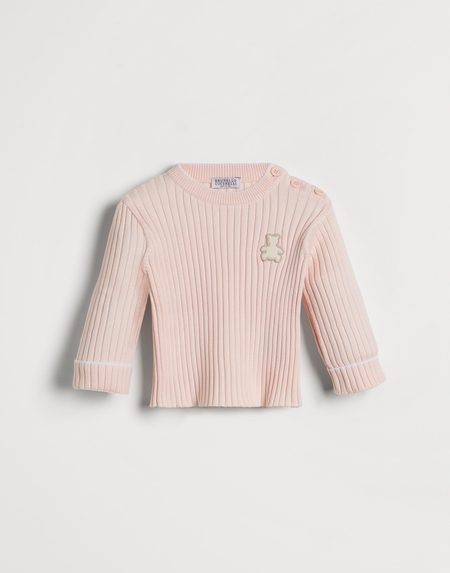 Cotton rib knit Baby Bernie sweater with patch