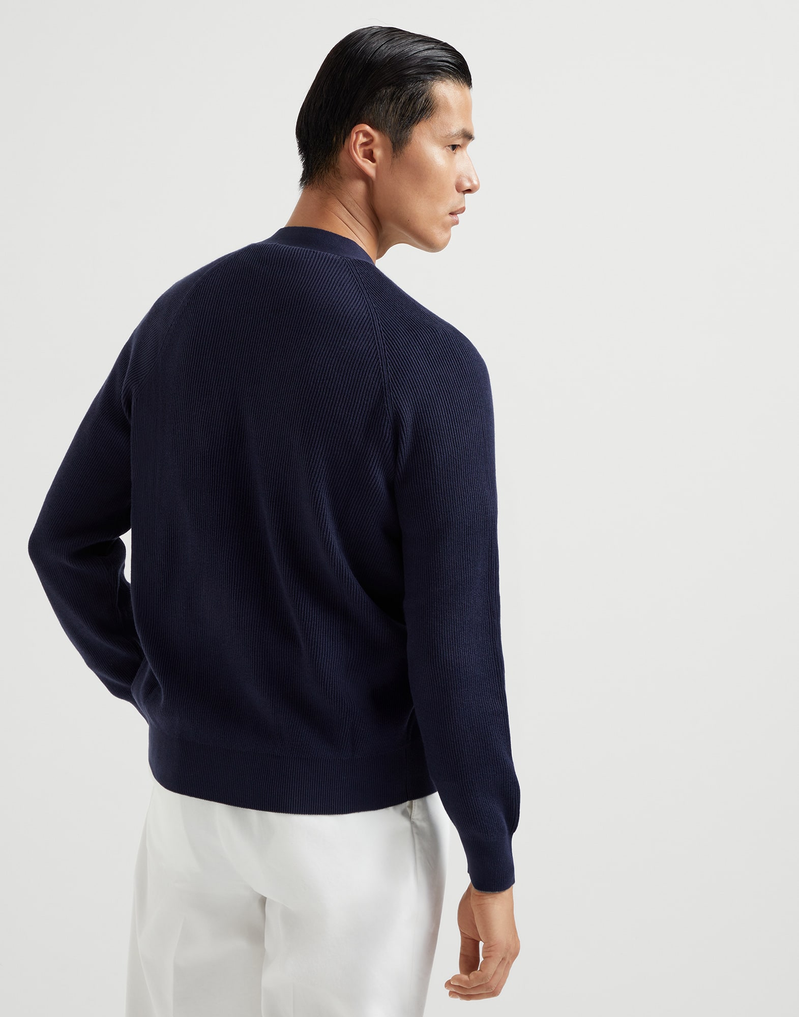 Cotton English rib cardigan with raglan sleeves