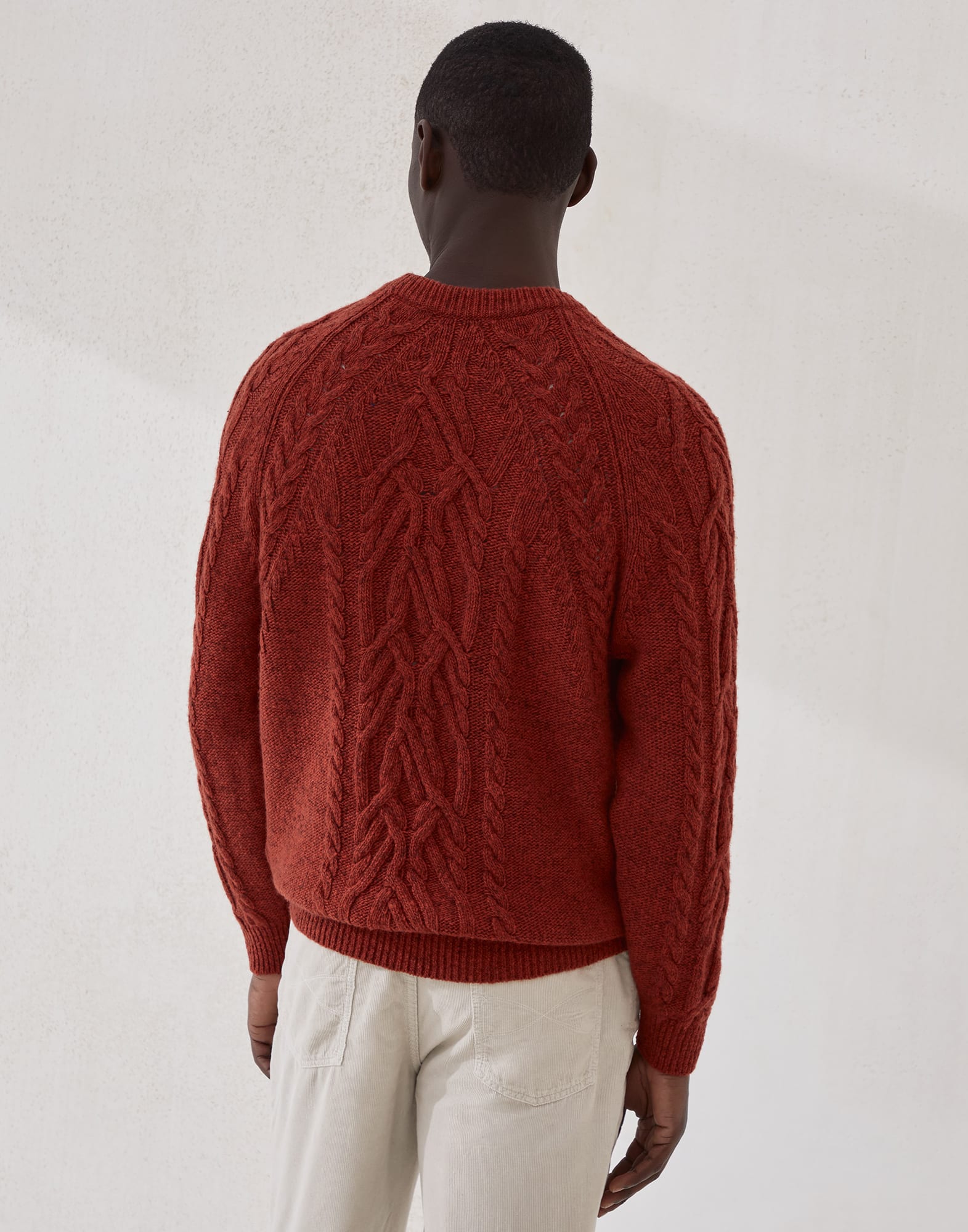 Flecked cashmere wide cable knit sweater