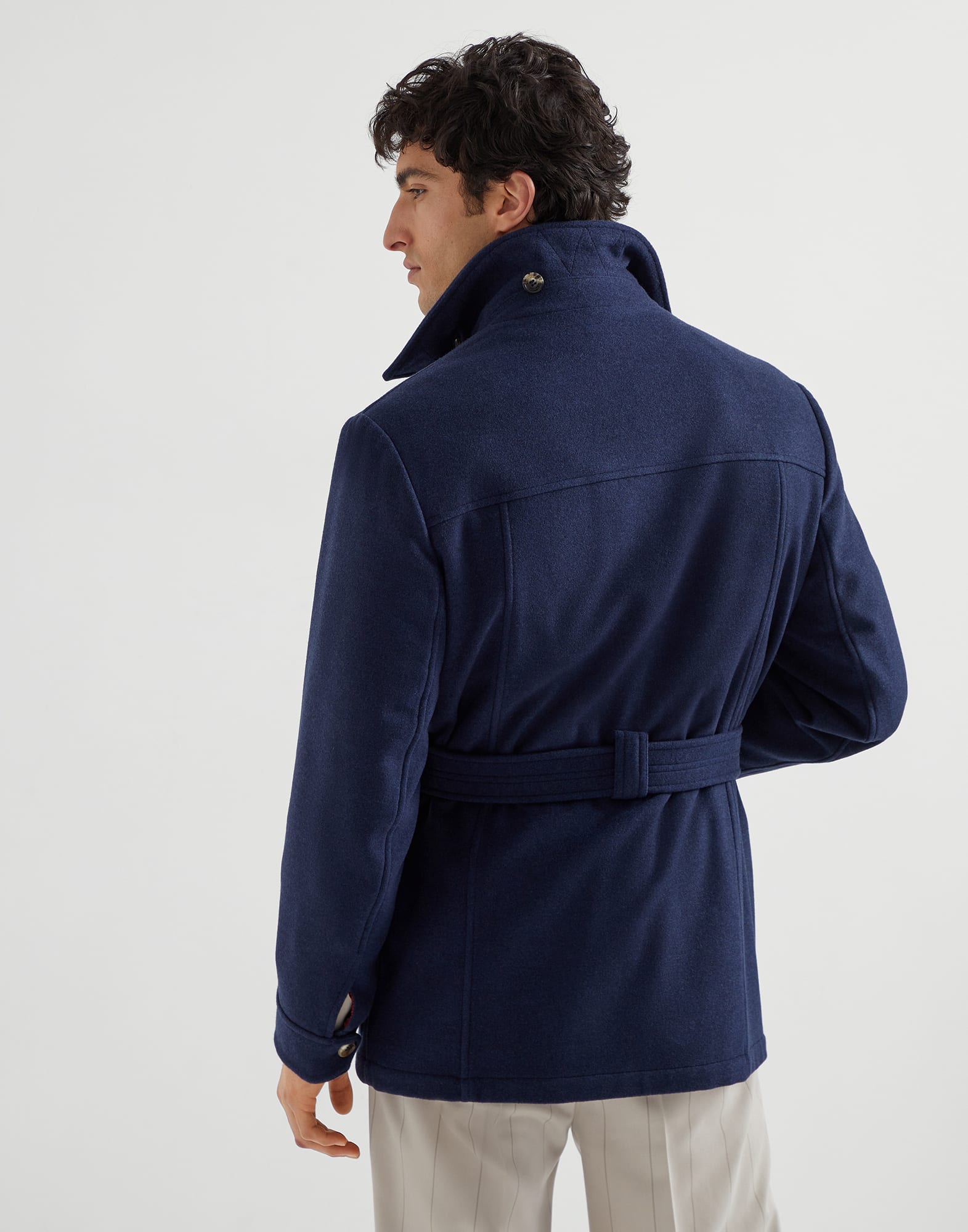 Lightweight water-resistant cashmere belted safari jacket