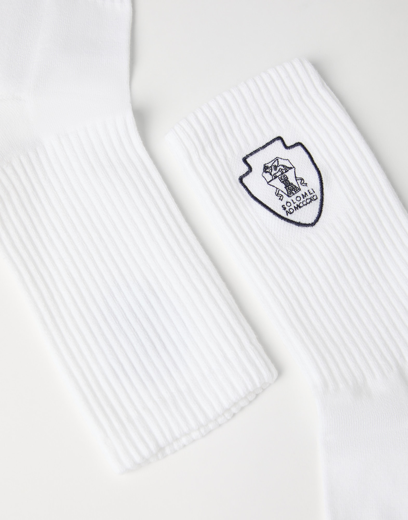 Techno cotton rib knit socks with embroidered logo