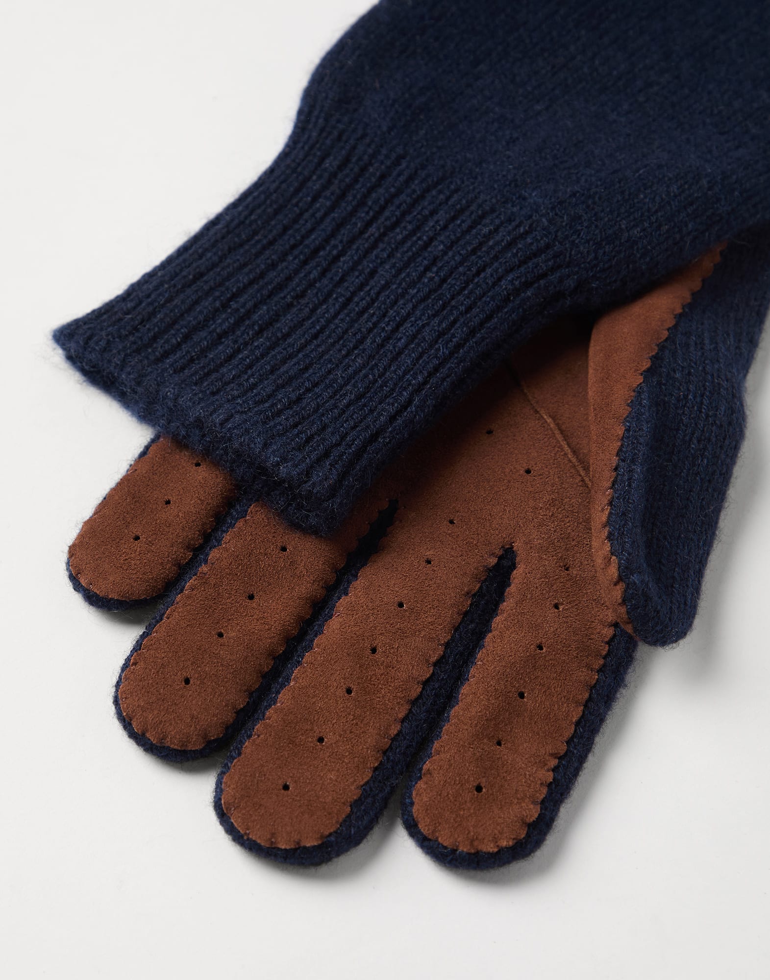 Cashmere knit gloves with suede palm