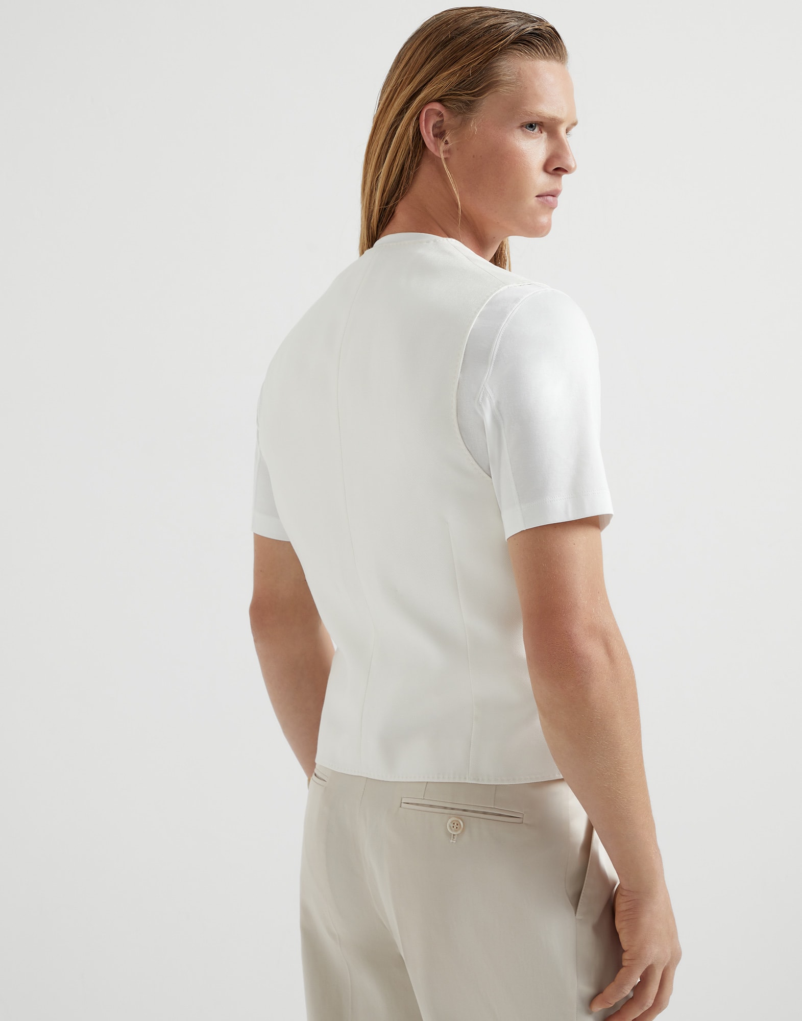 Silk diagonal one-and-a-half breasted waistcoat