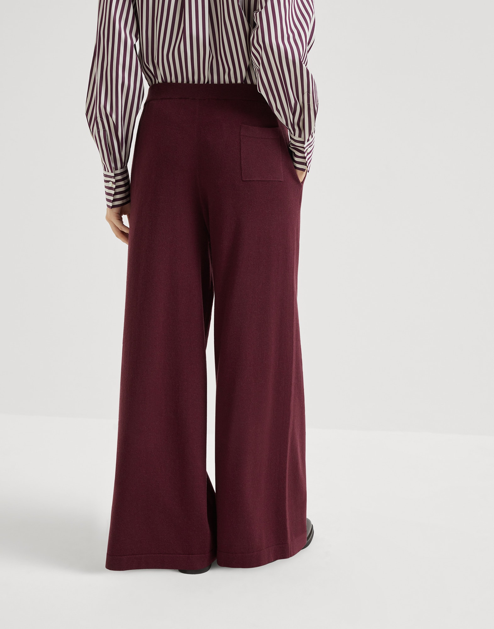 Virgin wool, cashmere and silk knit trousers