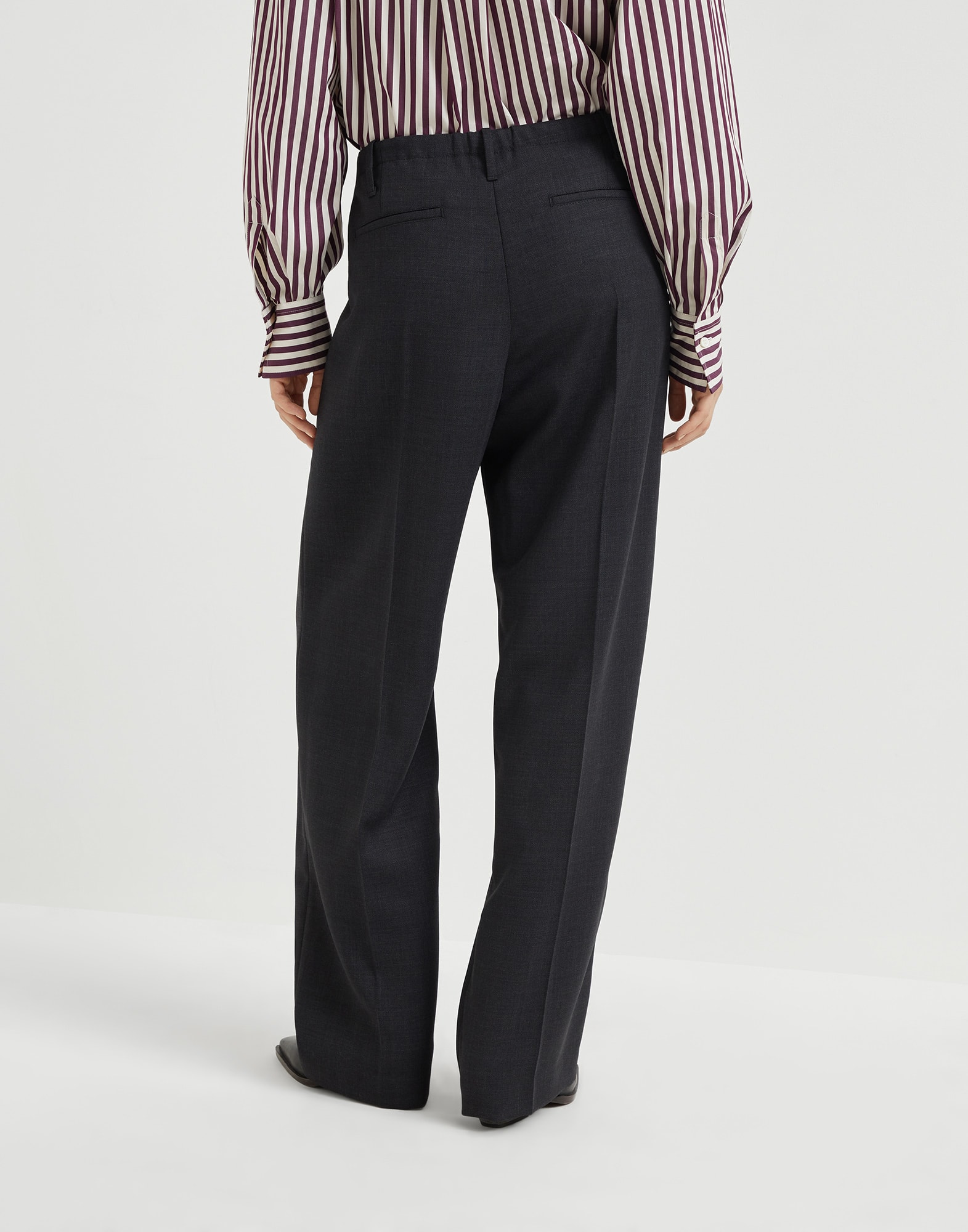 Virgin wool fluid crêpe twill sartorial track trousers