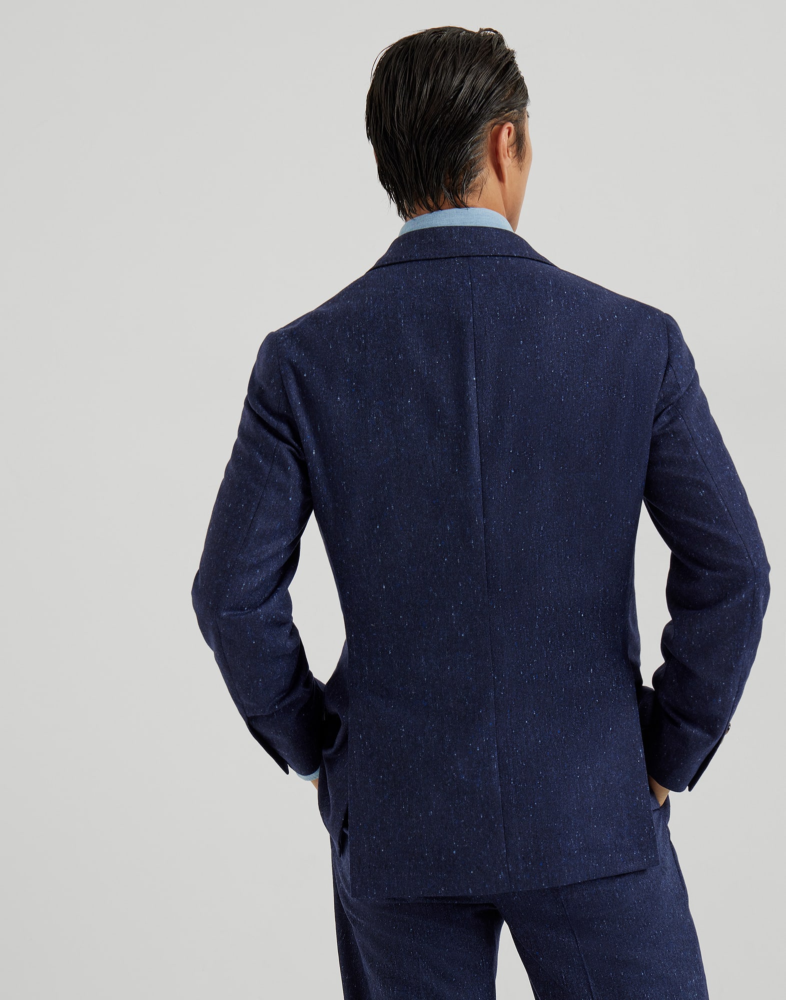 Wool and cashmere flecked grisaille deconstructed Cavallo blazer