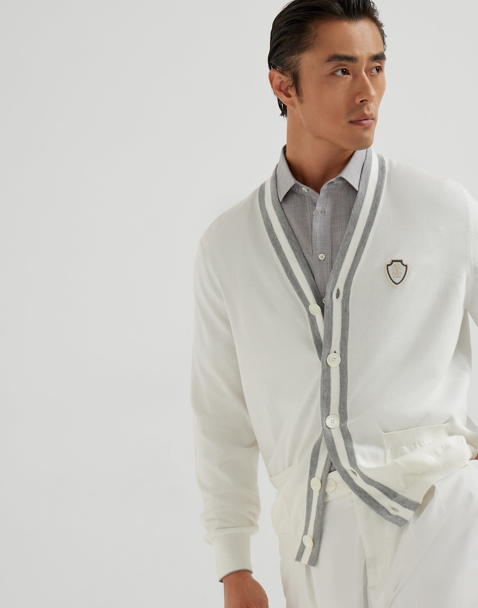 Cotton cardigan with logo