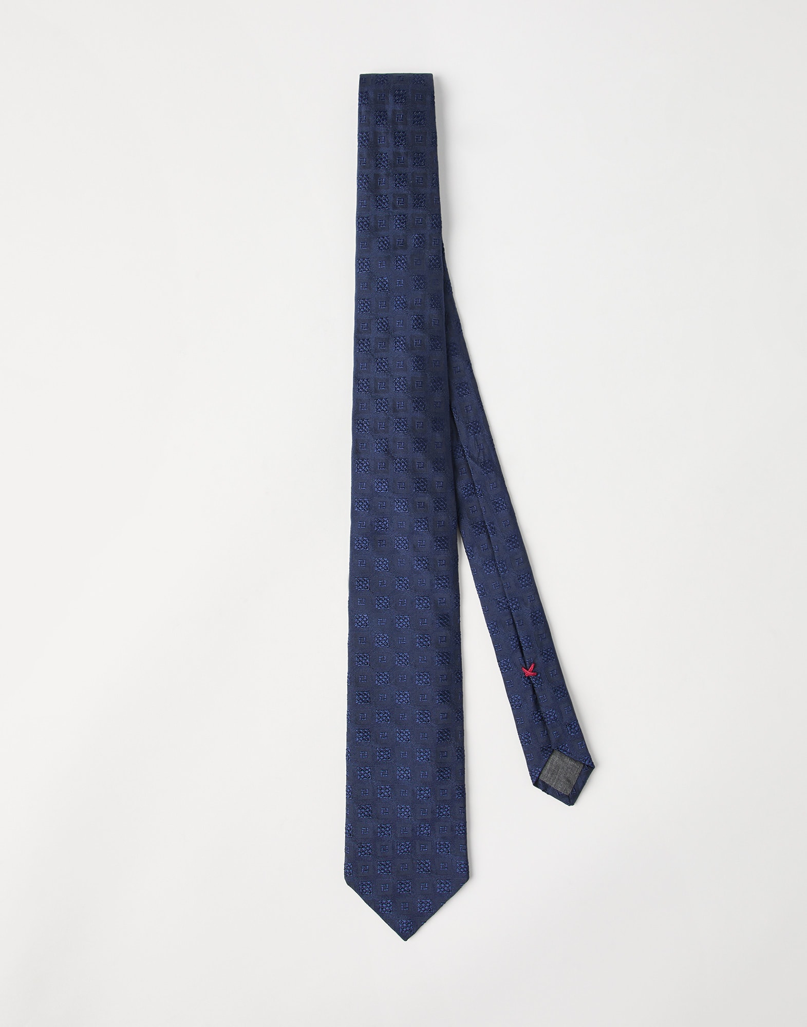 Silk geometric jacquard tie