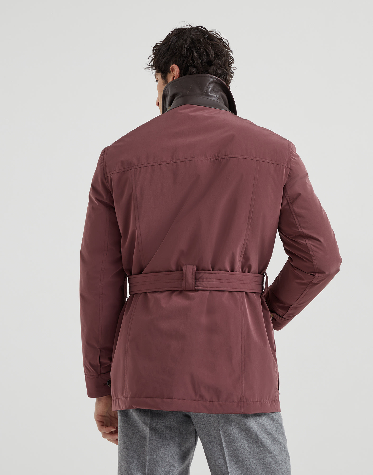 Bonded nylon belted safari jacket