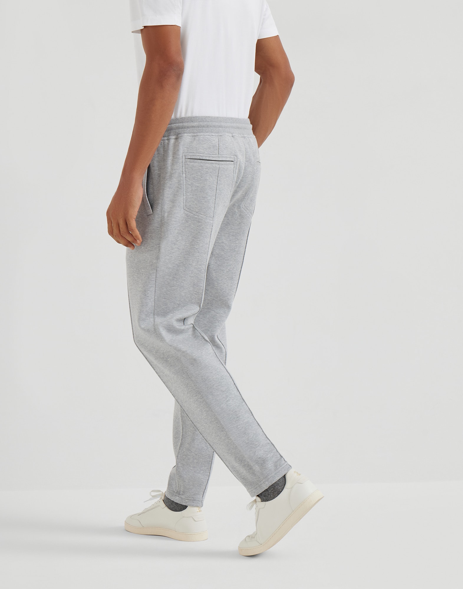 Cotton, cashmere and silk French terry double cloth trousers with Crête detail
