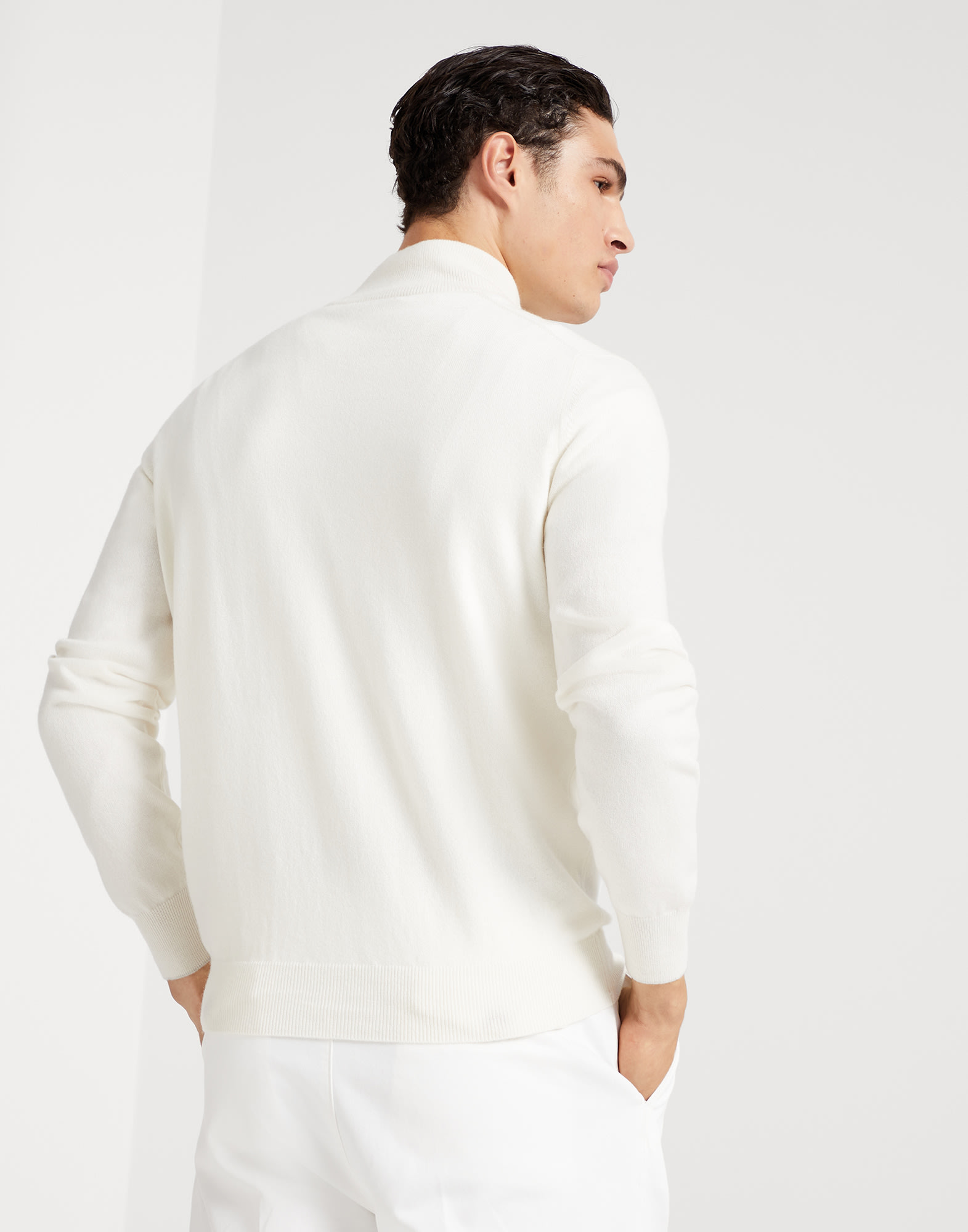 Cashmere turtleneck sweater with half zip