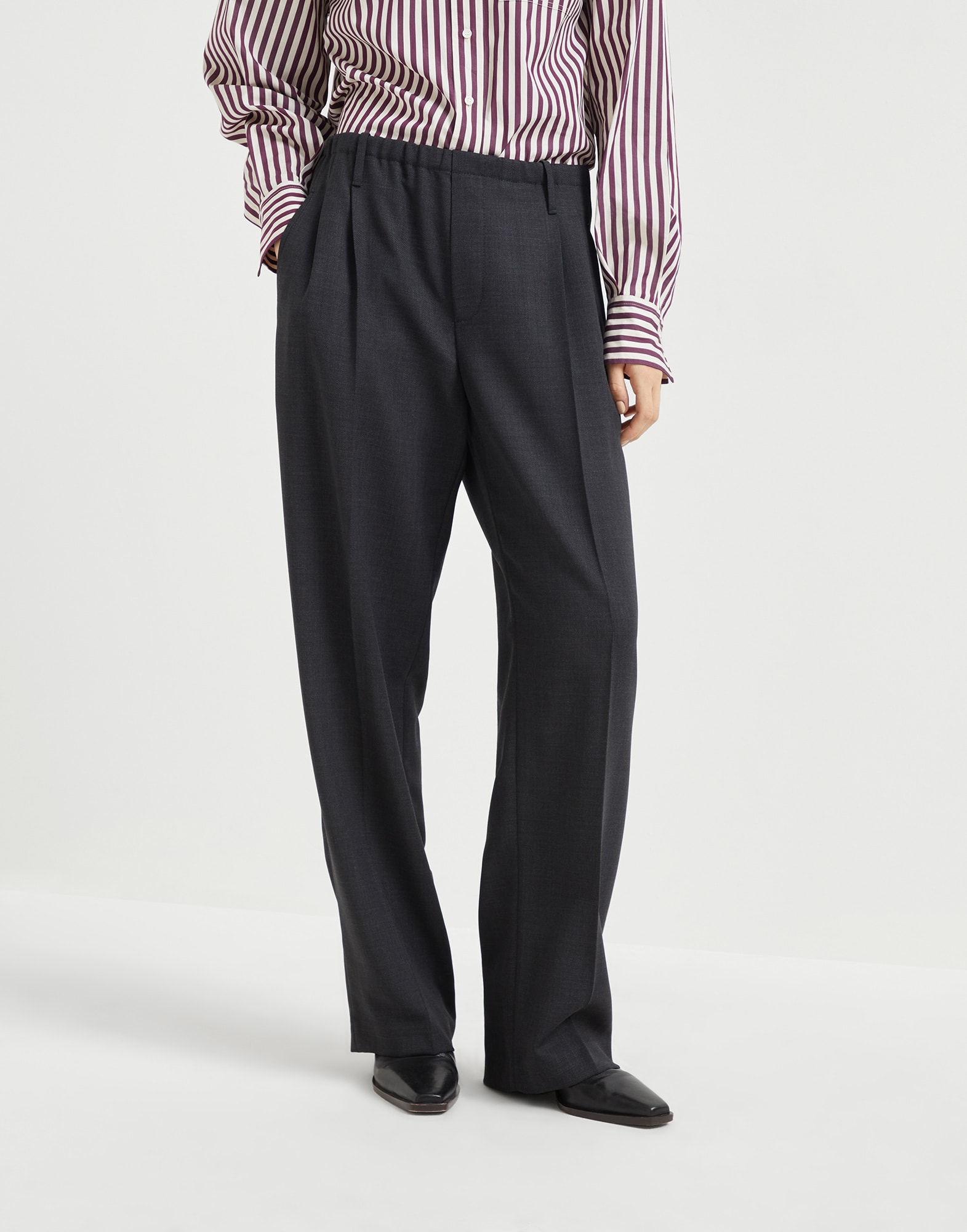 Virgin wool fluid crêpe twill sartorial track trousers