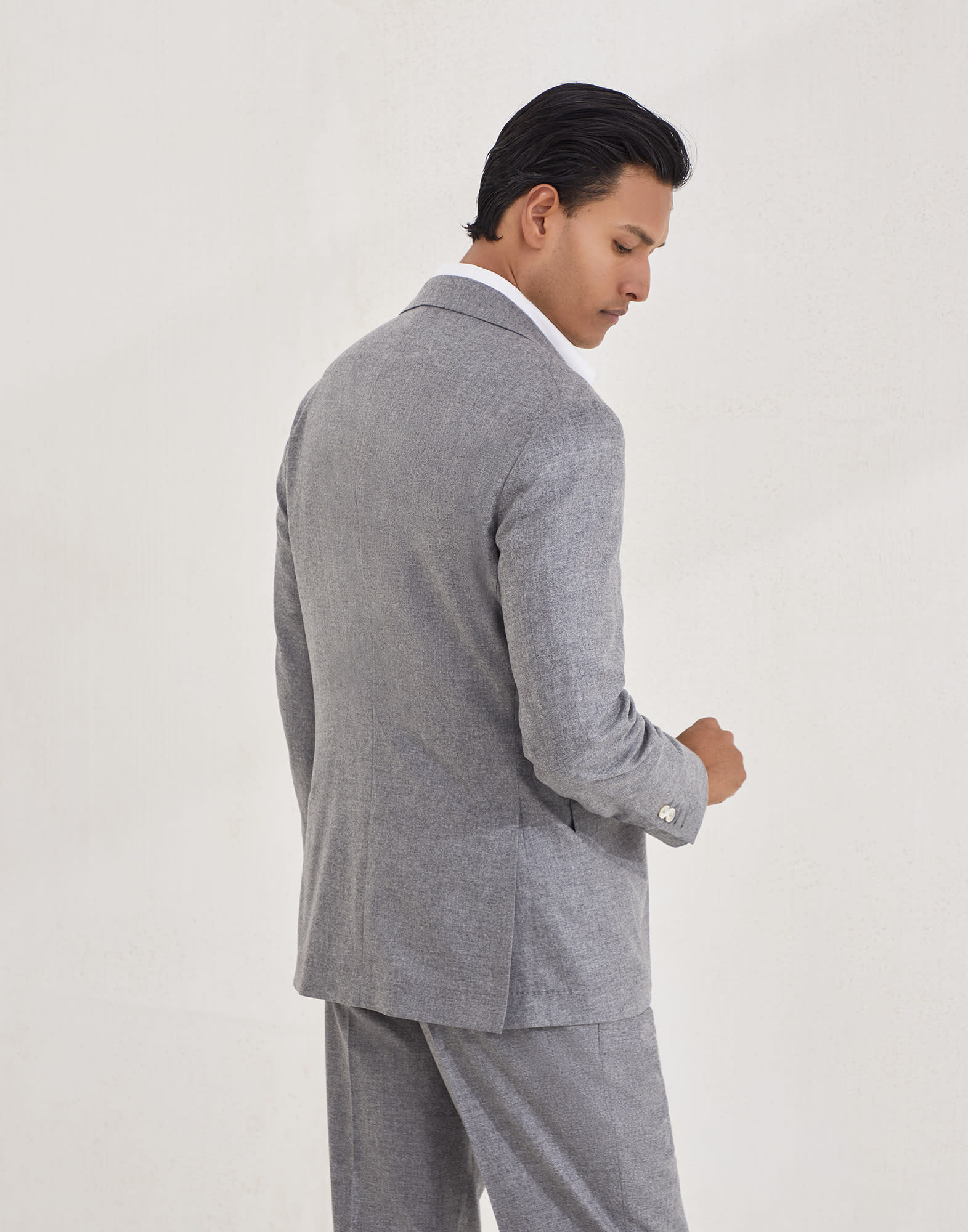 Cashmere and silk lightweight flannel deconstructed blazer